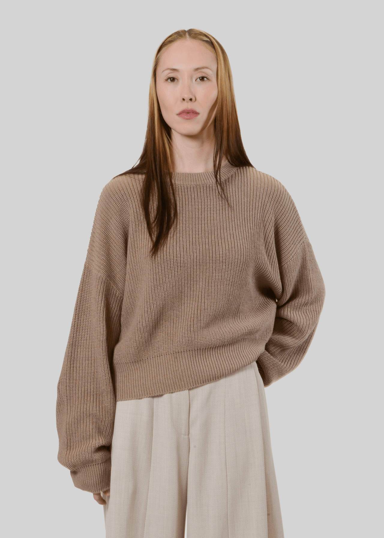 COTTON & CASHMERE CROPPED CREW-NECK