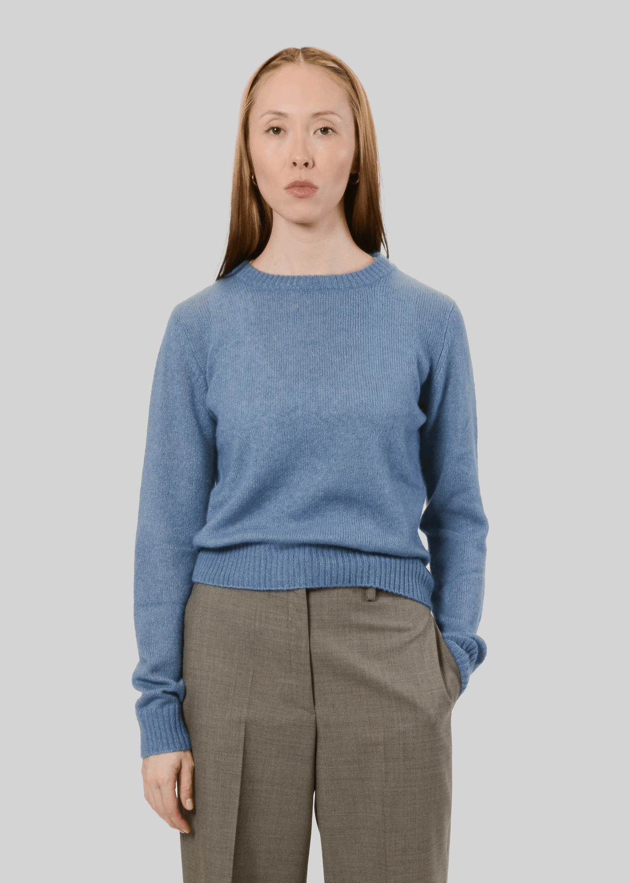 CASHMERE & SILK FITTED CREW-NECK