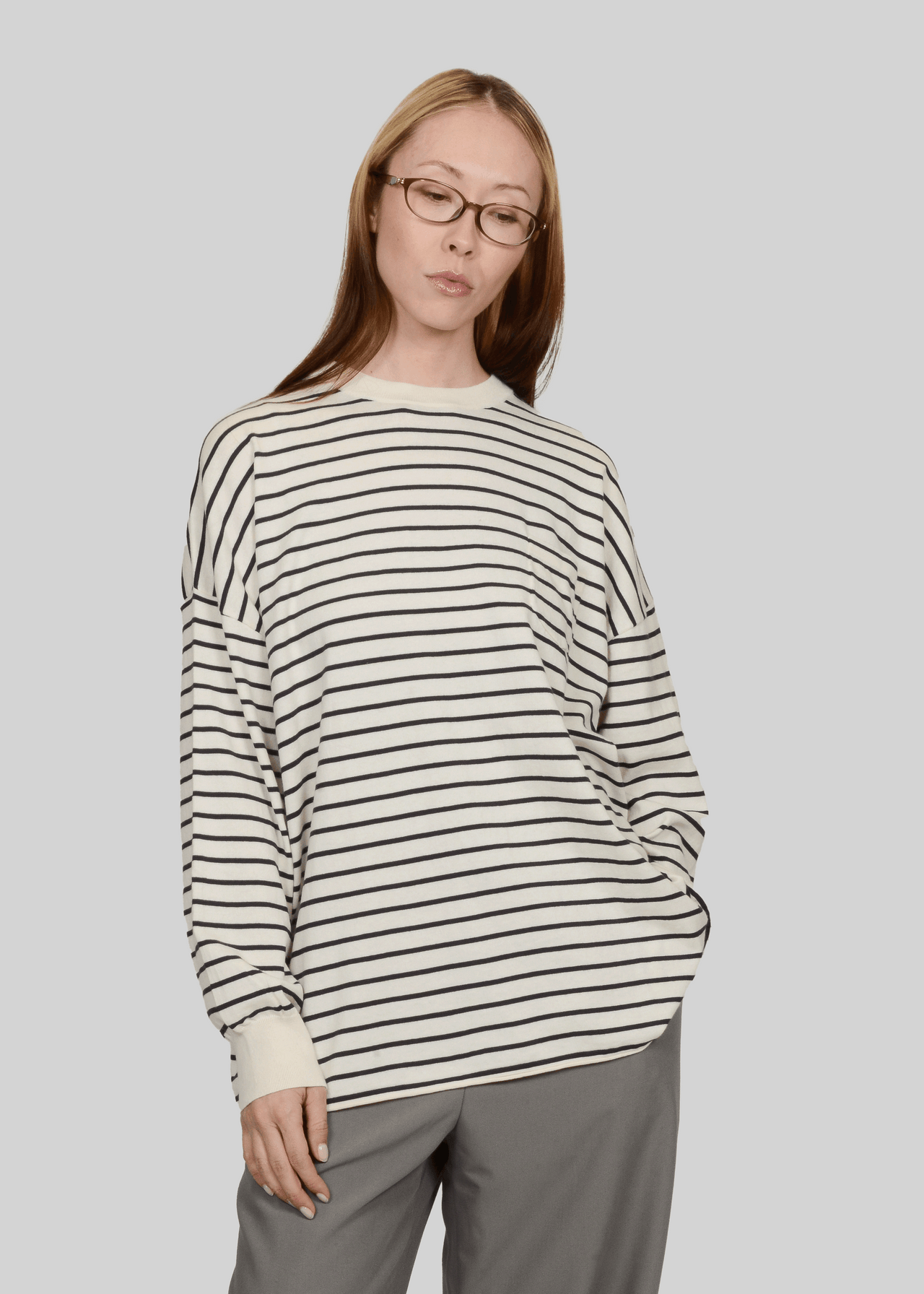 COTTON & CASHMERE UNISEX OVERSIZED ROLL-EDGE LONGSLEEVE