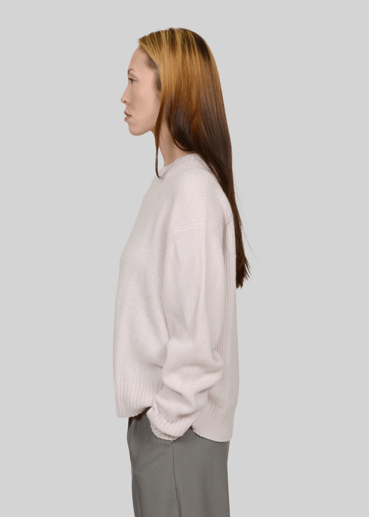 100% CASHMERE RIB-KNIT CREW-NECK