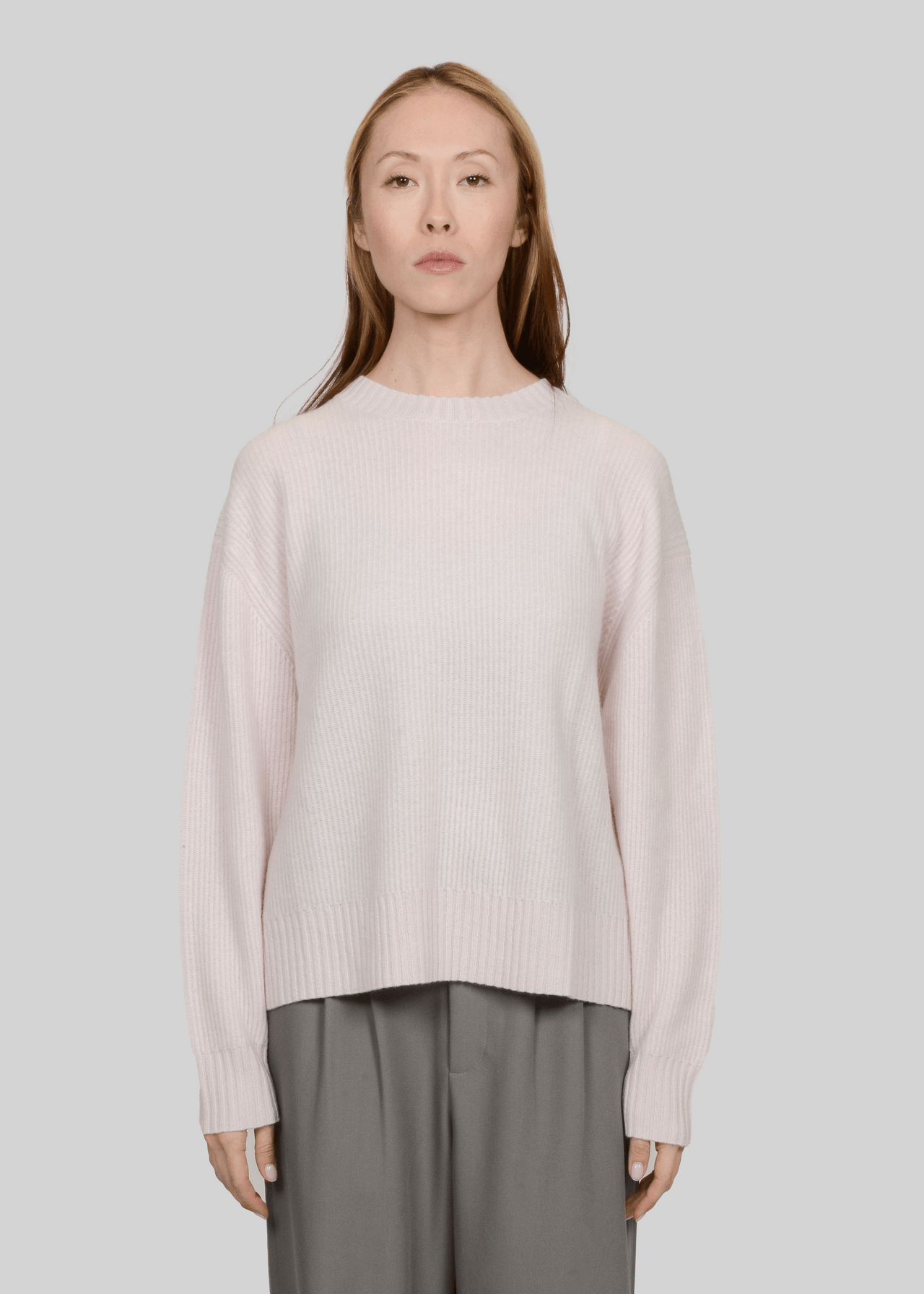 100% CASHMERE RIB-KNIT CREW-NECK