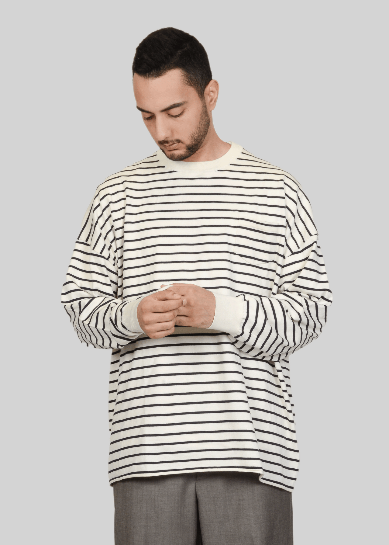 COTTON & CASHMERE UNISEX OVERSIZED ROLL-EDGE LONGSLEEVE