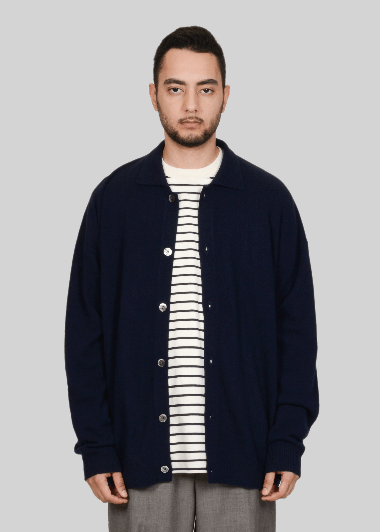 100% CASHMERE POLO CARDIGAN