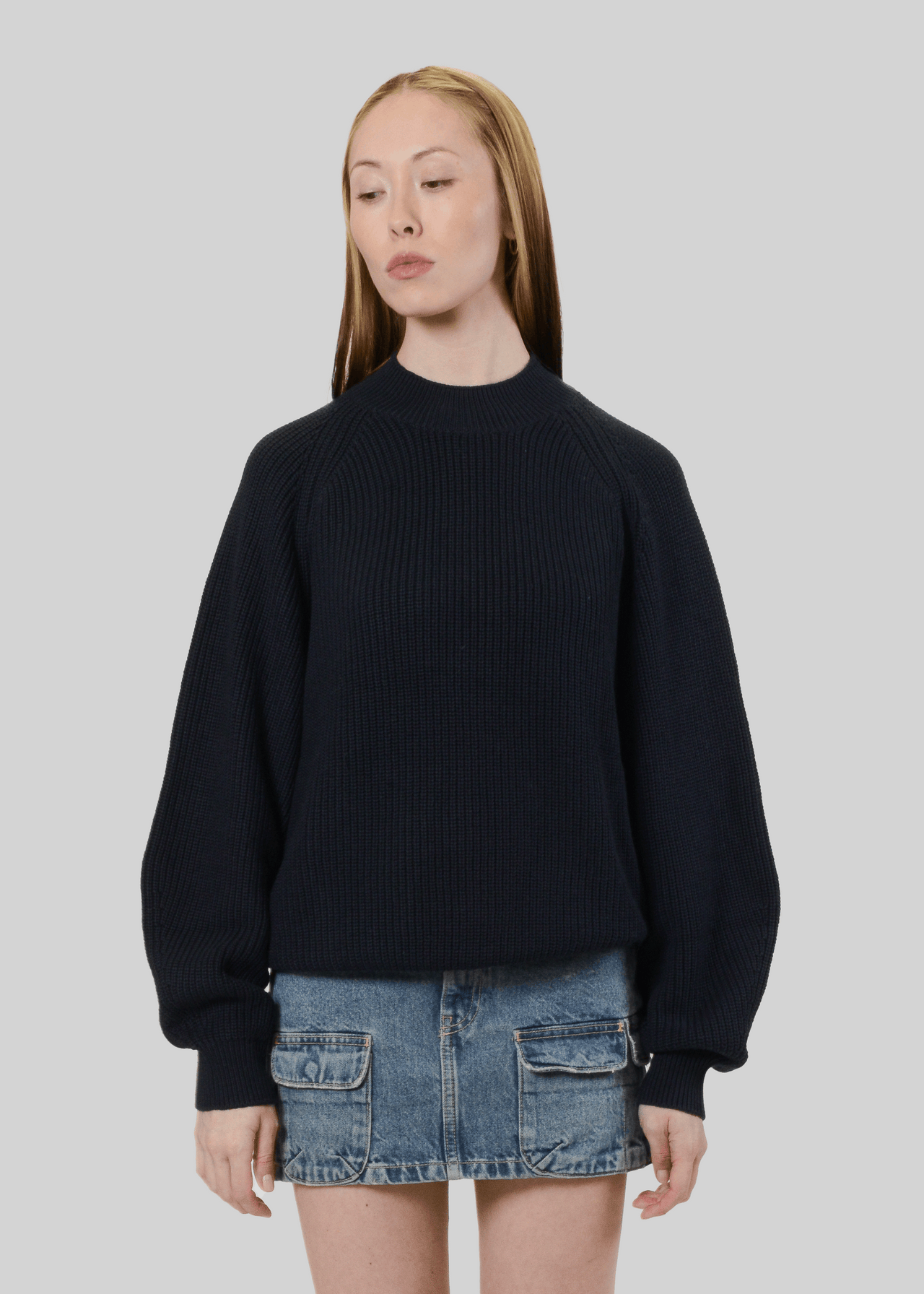 COTTON & CASHMERE HIGHNECK CREW-NECK