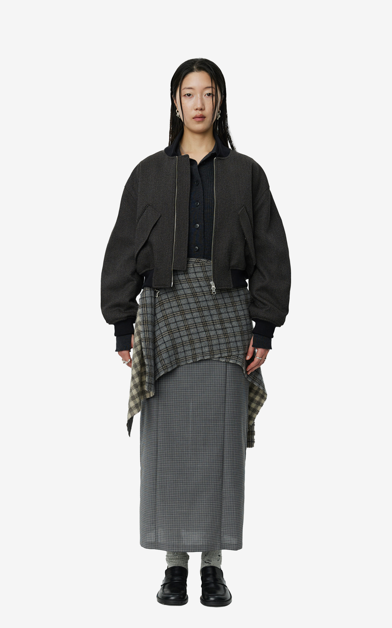 BLOUSON JACKET BROWN MELANGE STRIPE