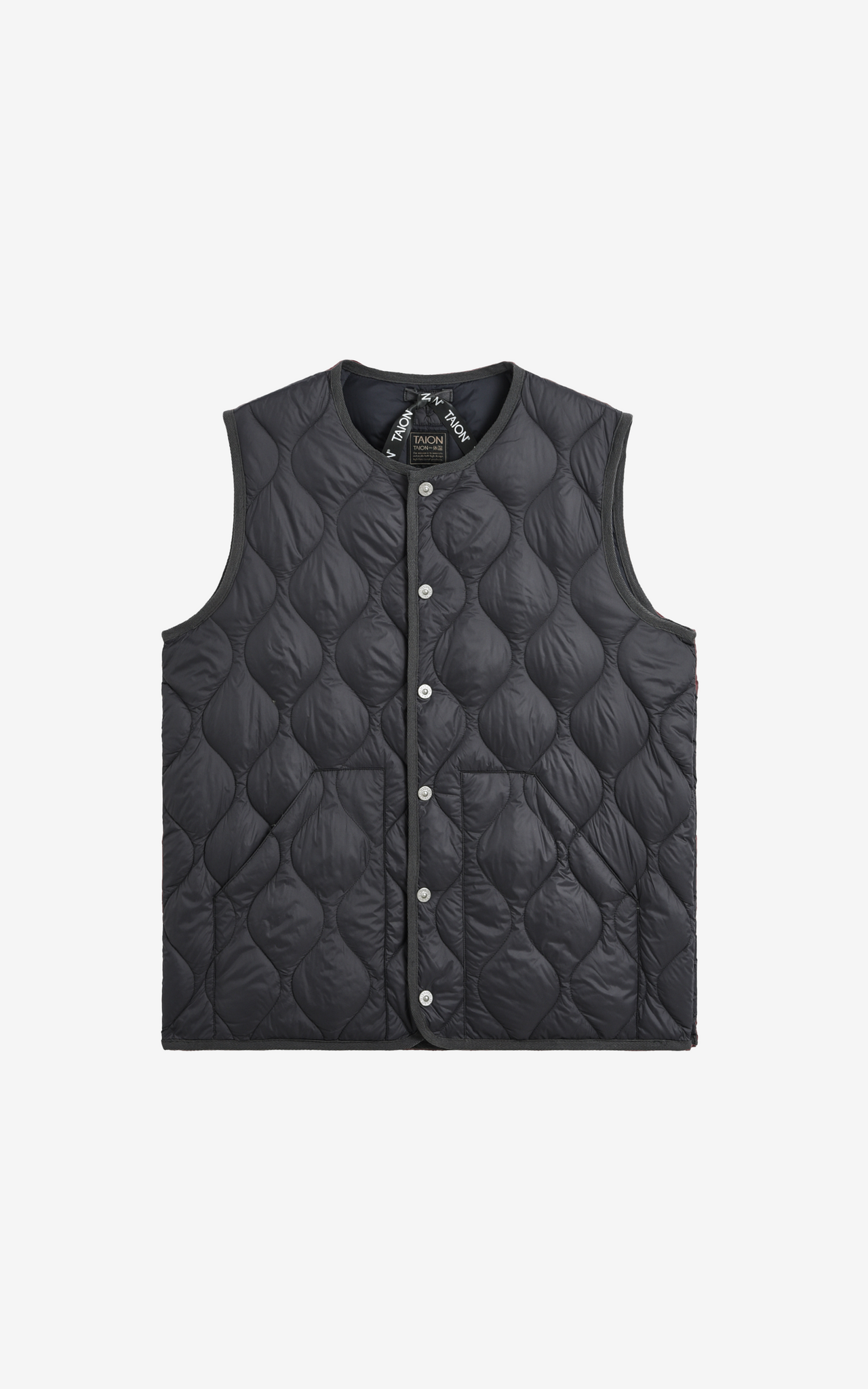 MILITARY CREW NECK DOWN VEST D. CHARCOAL