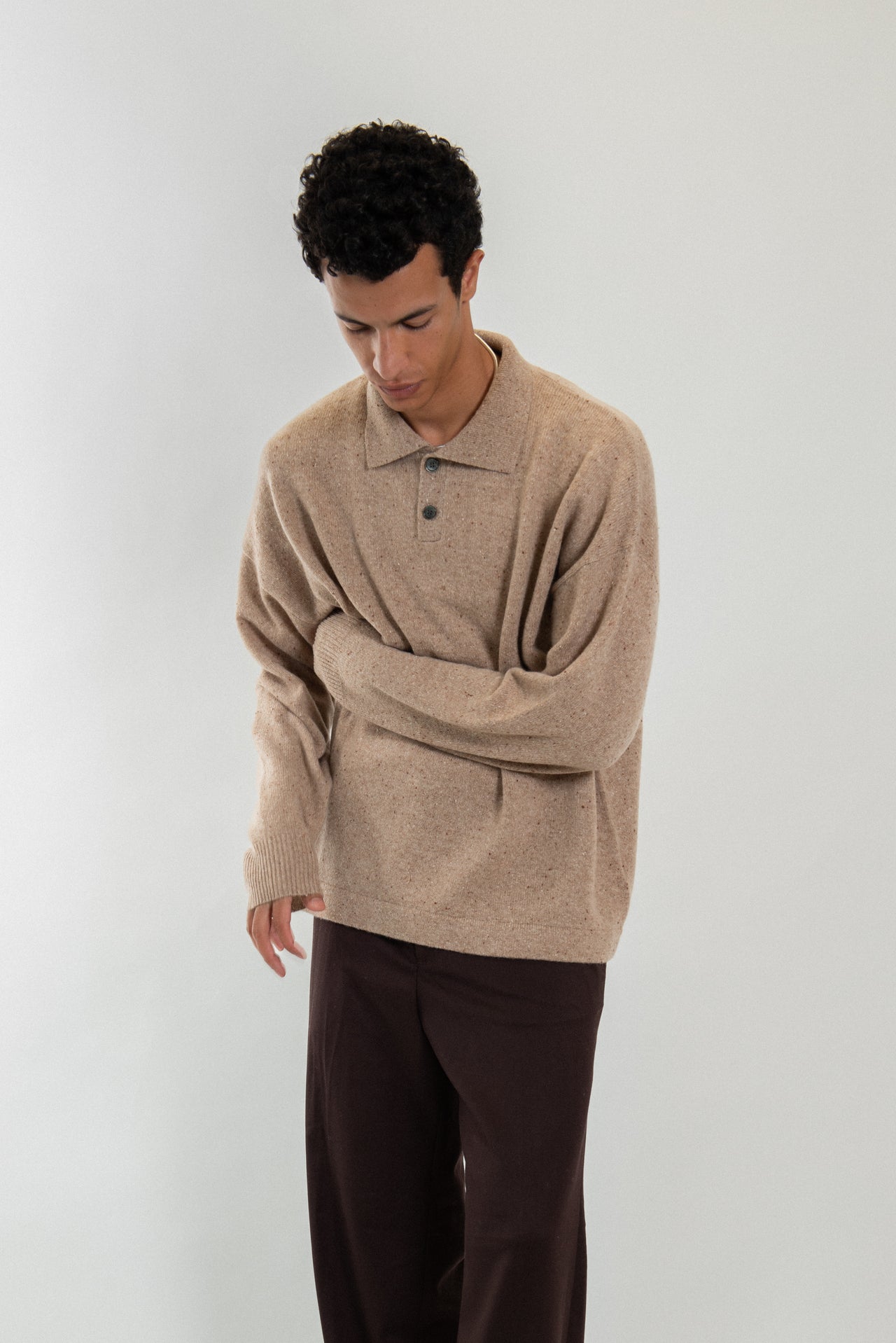 100% Cashmere Donegal polo sweater