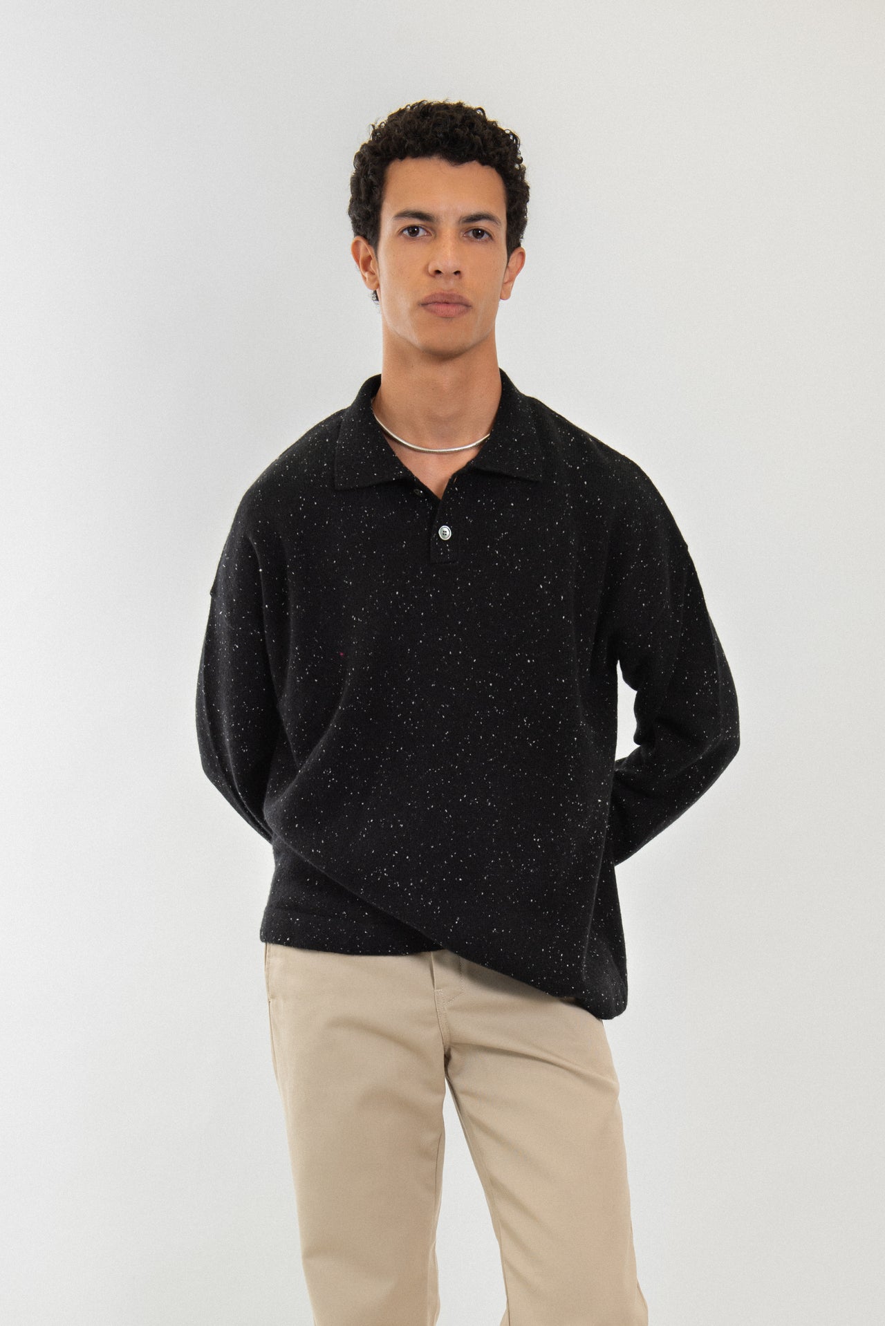 100% Cashmere Donegal polo sweater