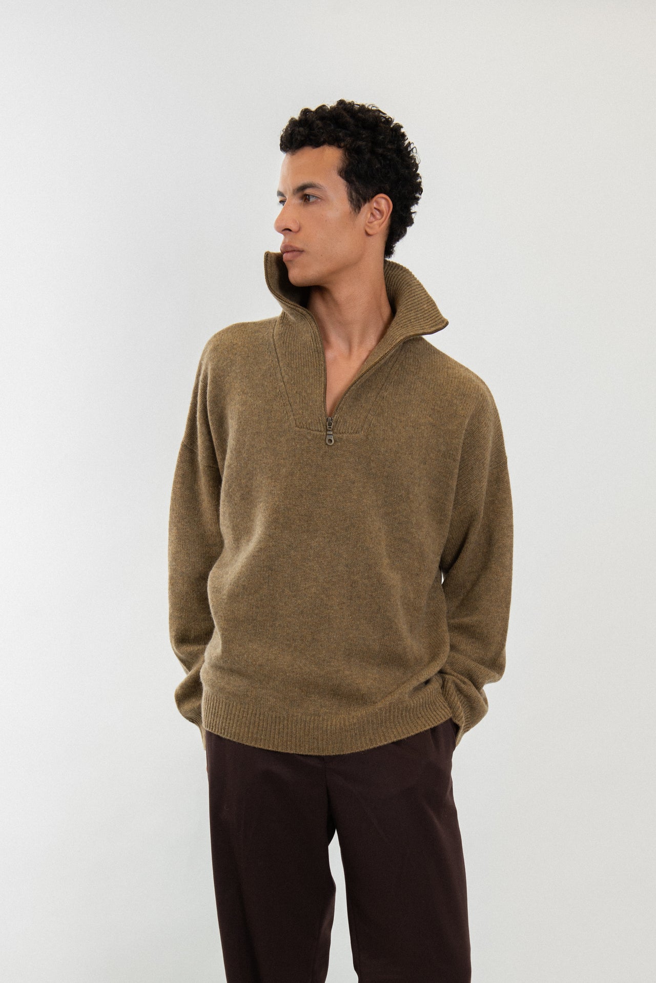 Wool and Cashmere blend half-zip sweater
