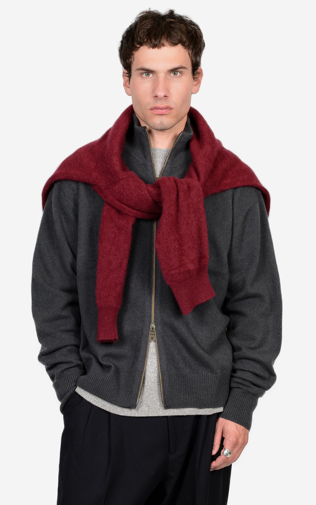 100% CASHMERE ZIP JACKET