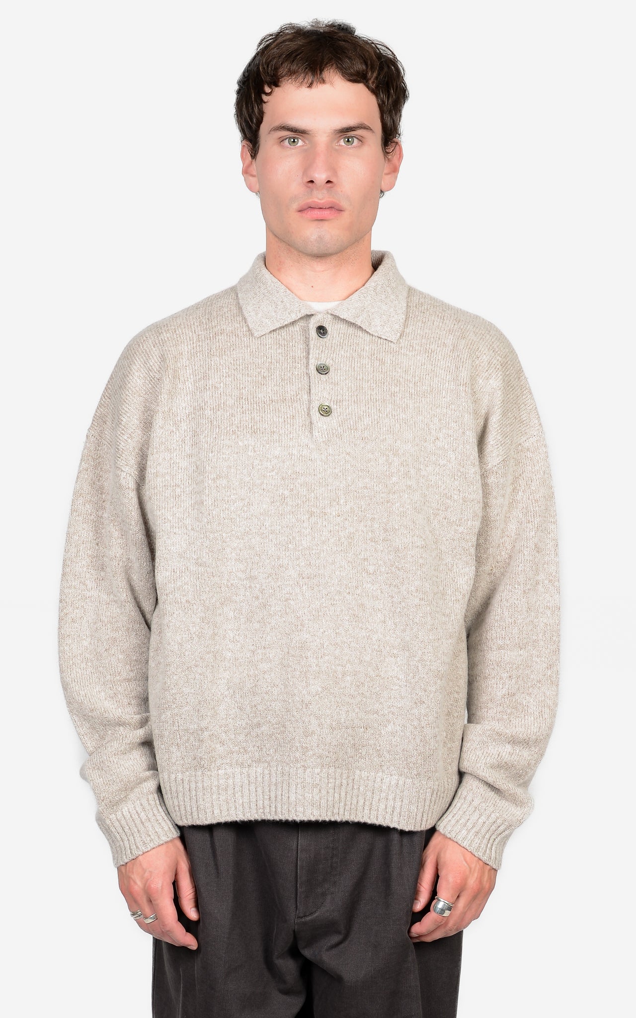 MERINO-WOOL & CASHMERE POLO SWEATER
