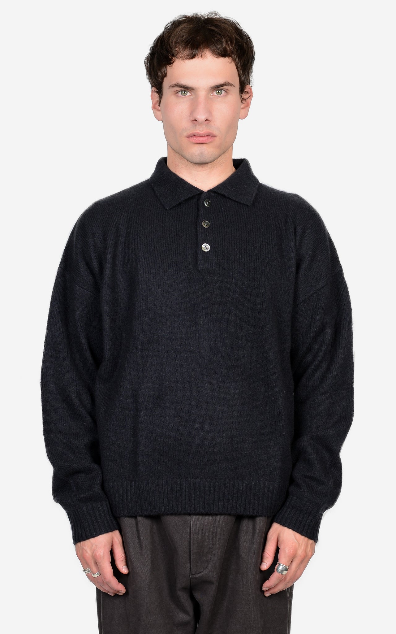 MERINO-WOOL & CASHMERE POLO SWEATER