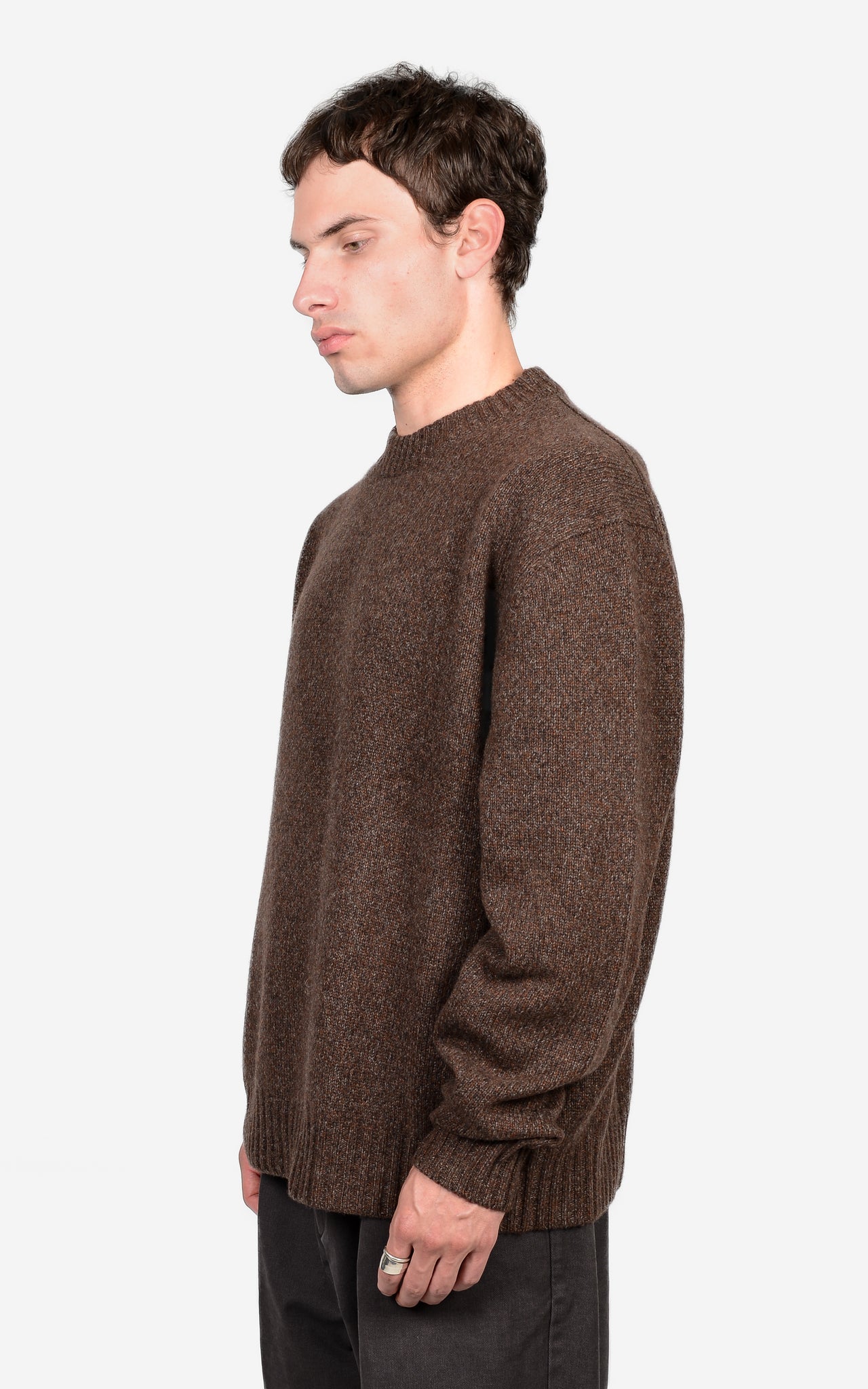 100% CASHMERE MARL CREW-NECK