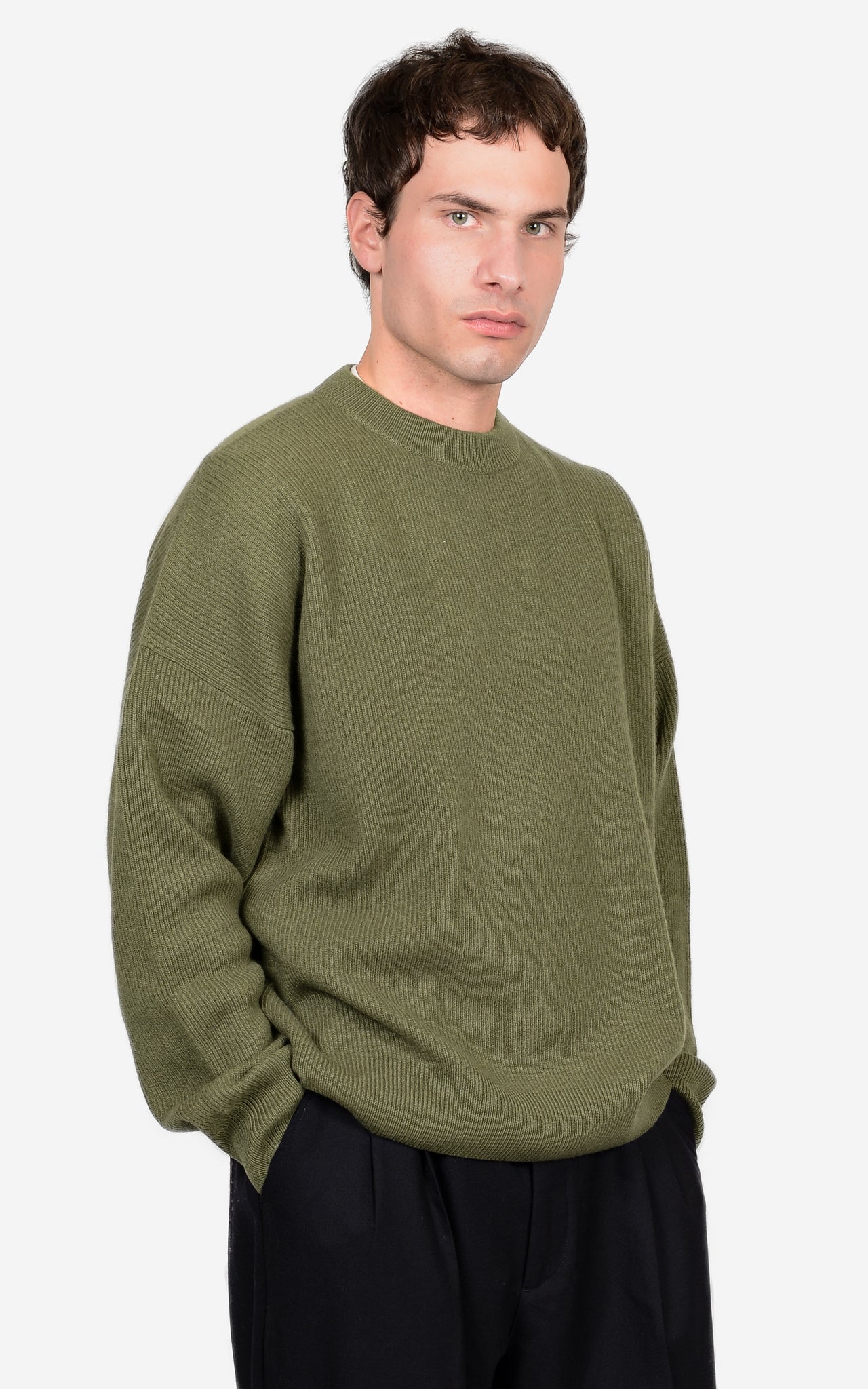100% CASHMERE RIB-KNIT CREW
