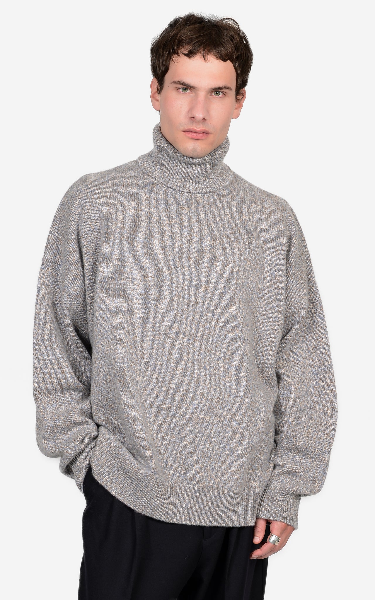 100% CASHMERE MARL TURTLENECK