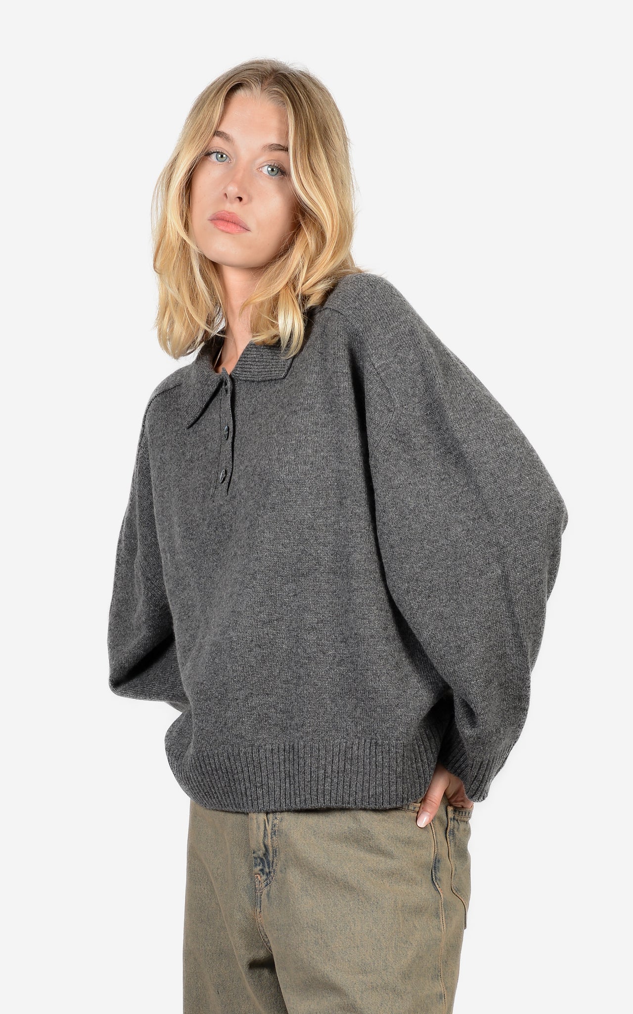 100% CASHMERE POLO SWEATER