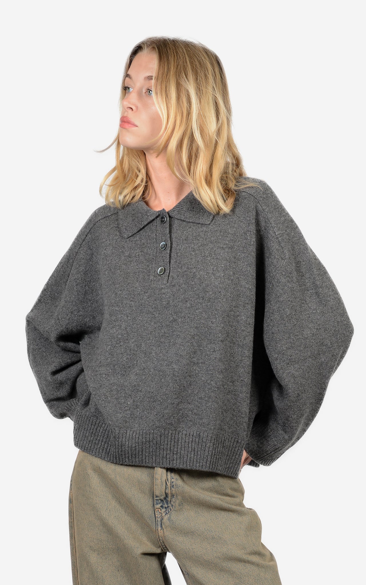 100% CASHMERE POLO SWEATER