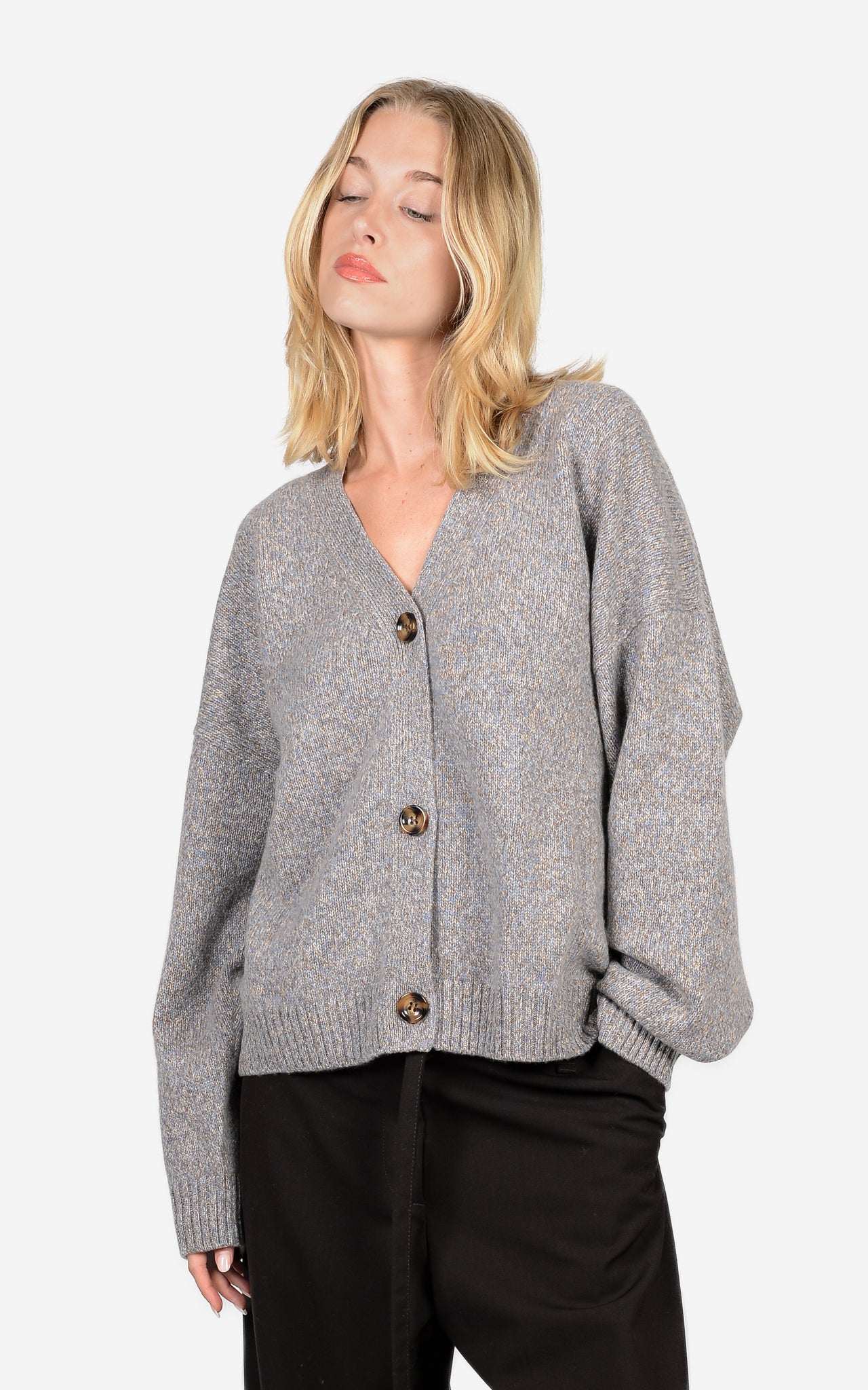 100% CASHMERE MARL CARDIGAN