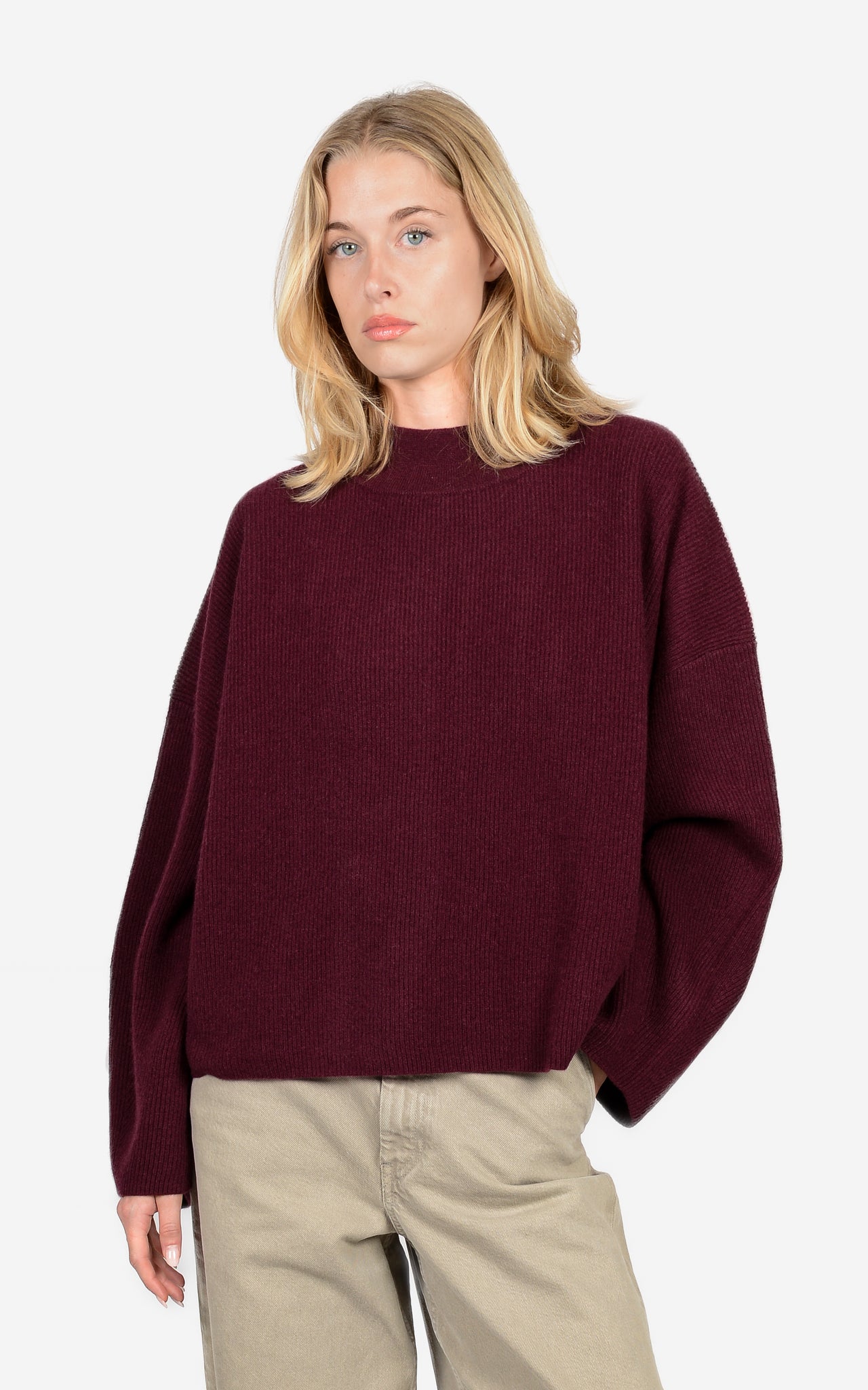 100% CASHMERE RIB-KNIT CREW