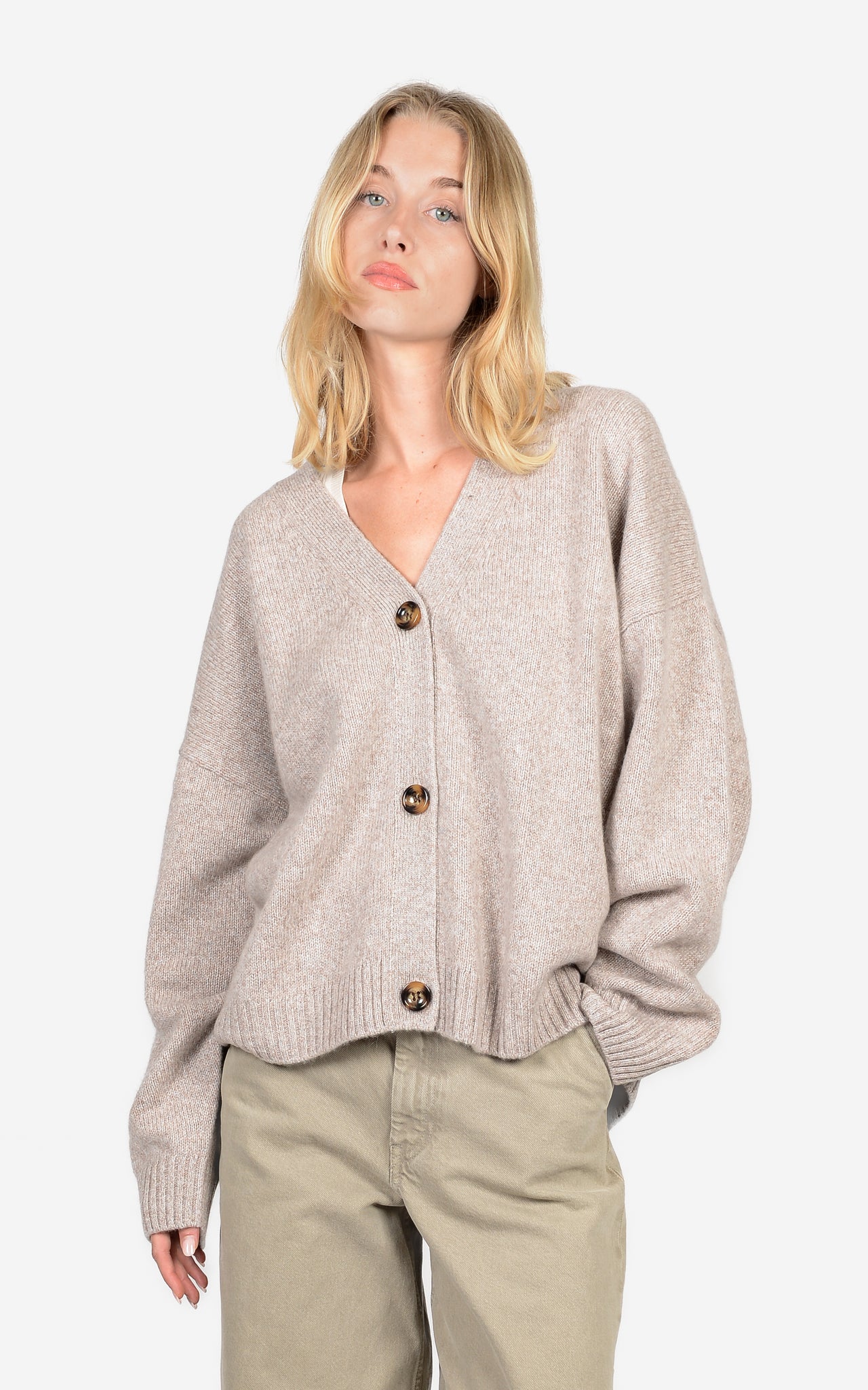 100% CASHMERE MARL CARDIGAN
