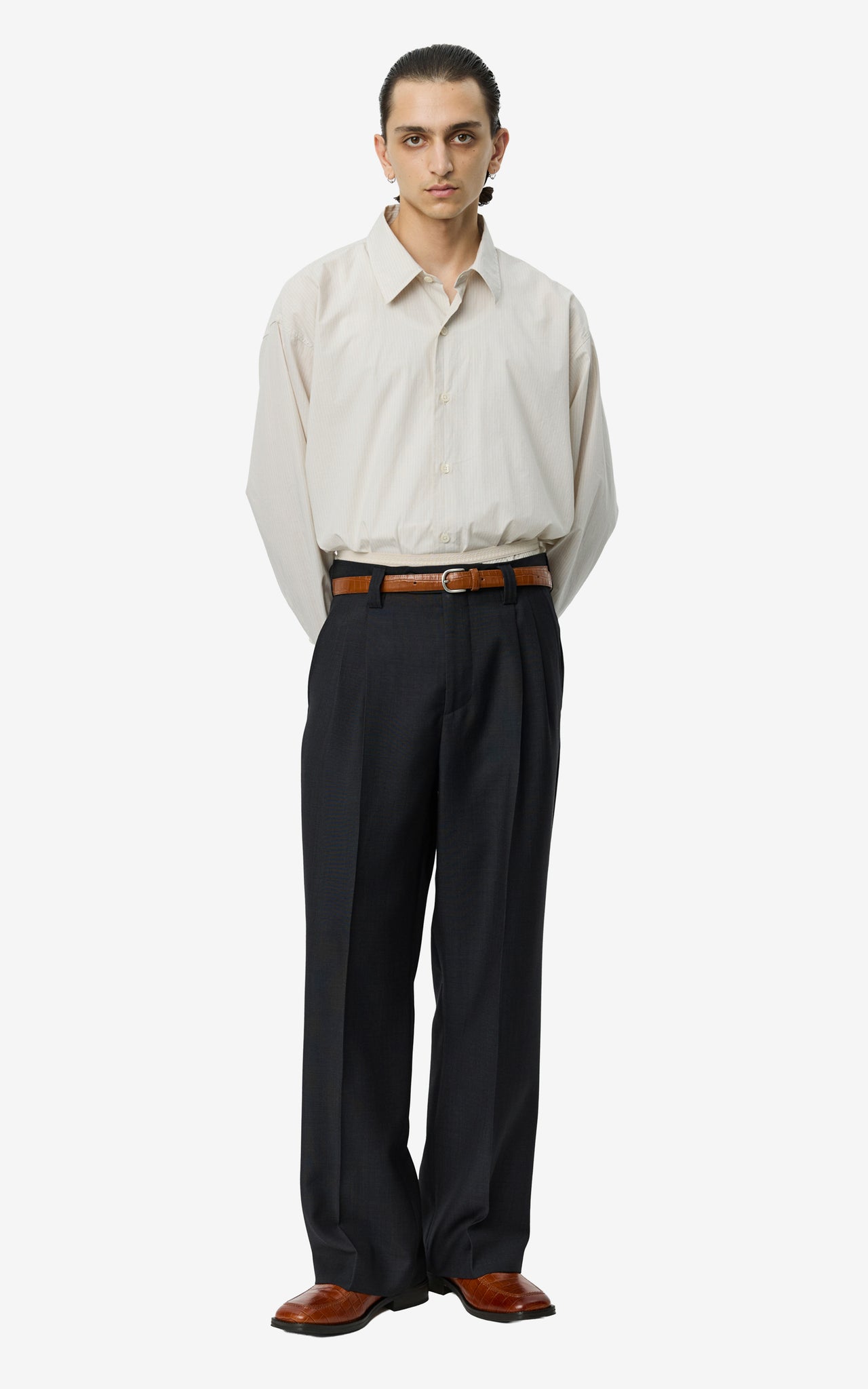 FORMAL TROUSERS DARK GREY TROPICAL WOOL
