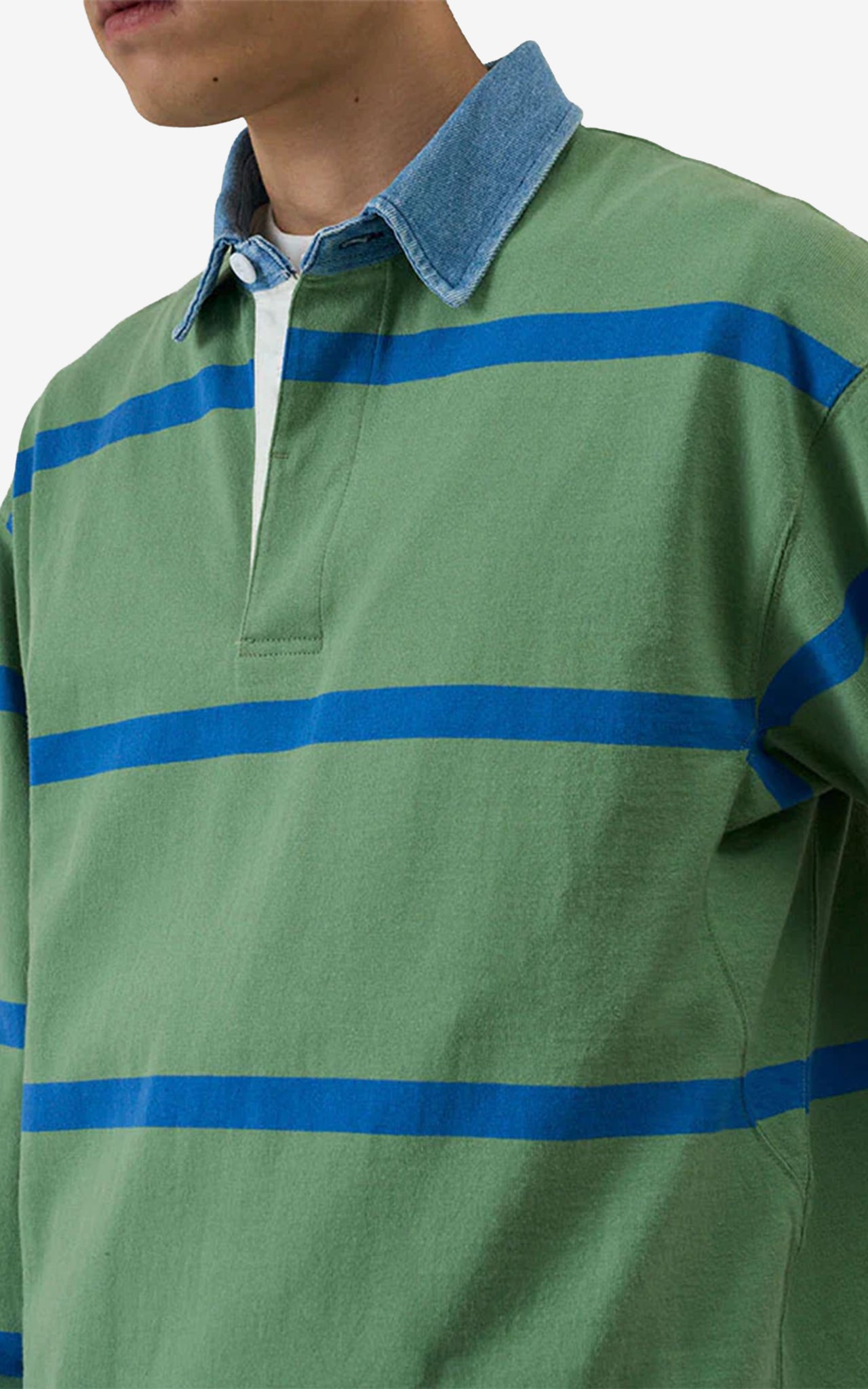 LANGDON RUGBY SHIRT OLIVE / BLUE