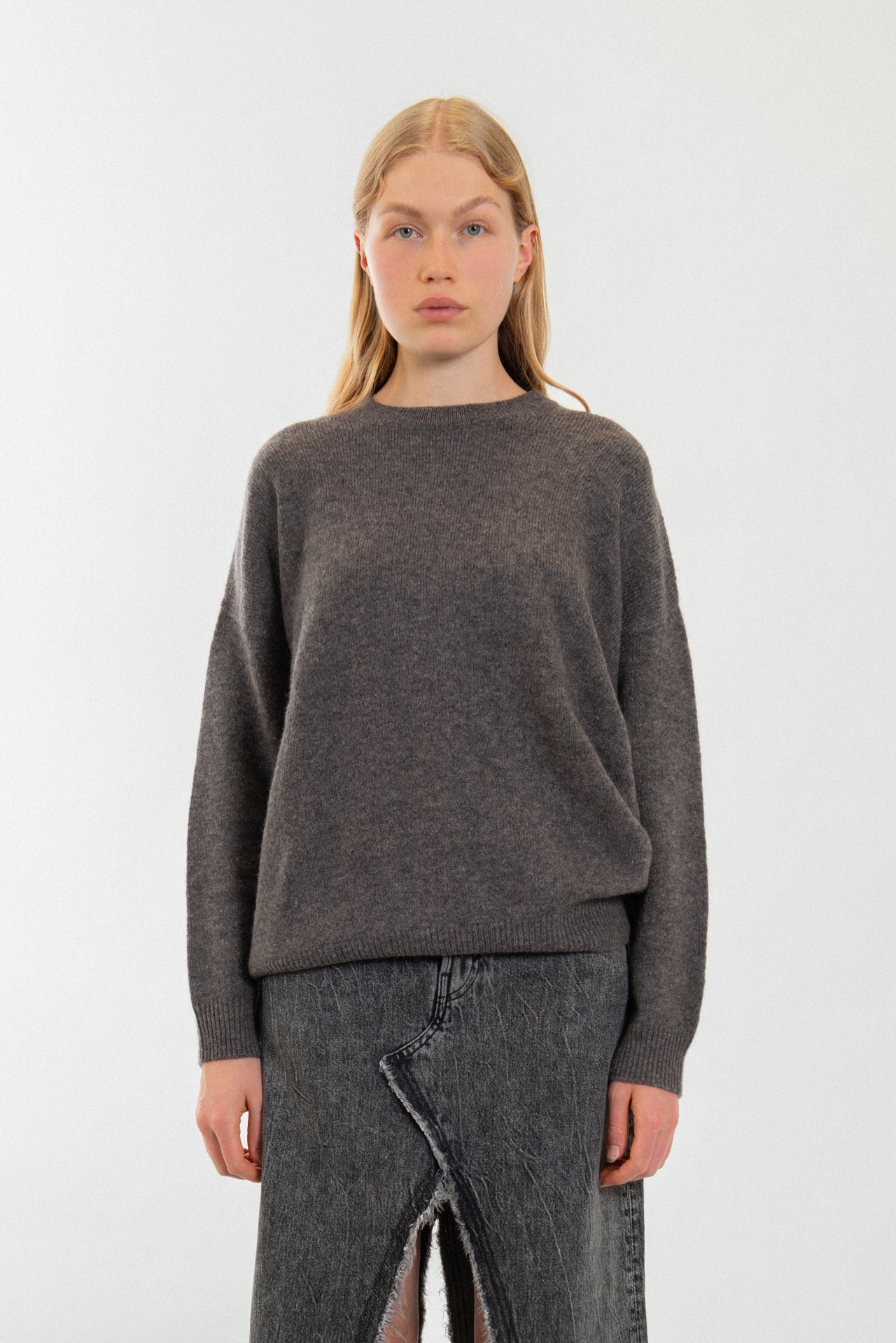 Wool and Cashmere blend oversized round-neck sweater