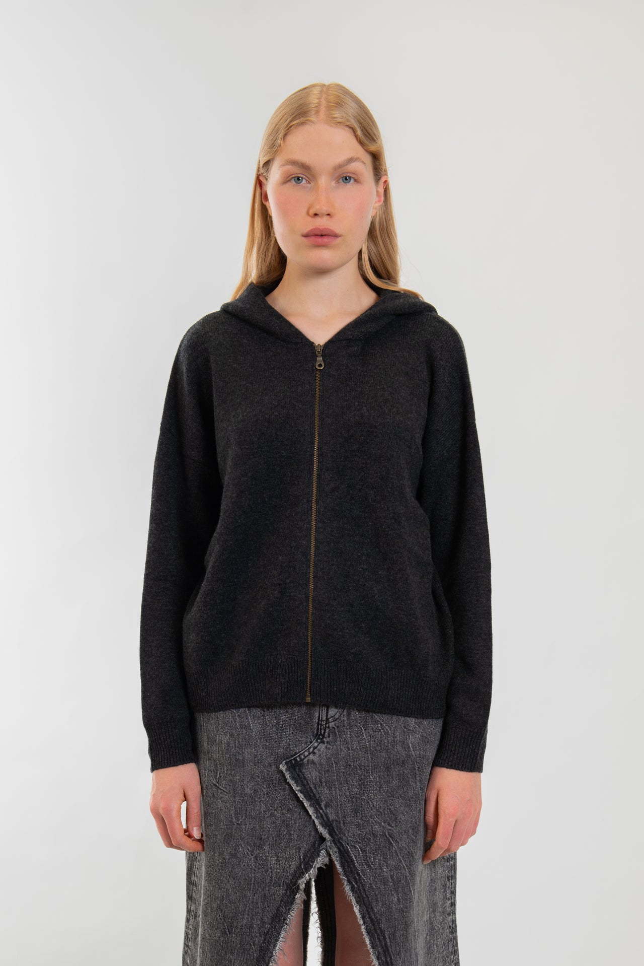 100% Cashmere zip-up hoodie