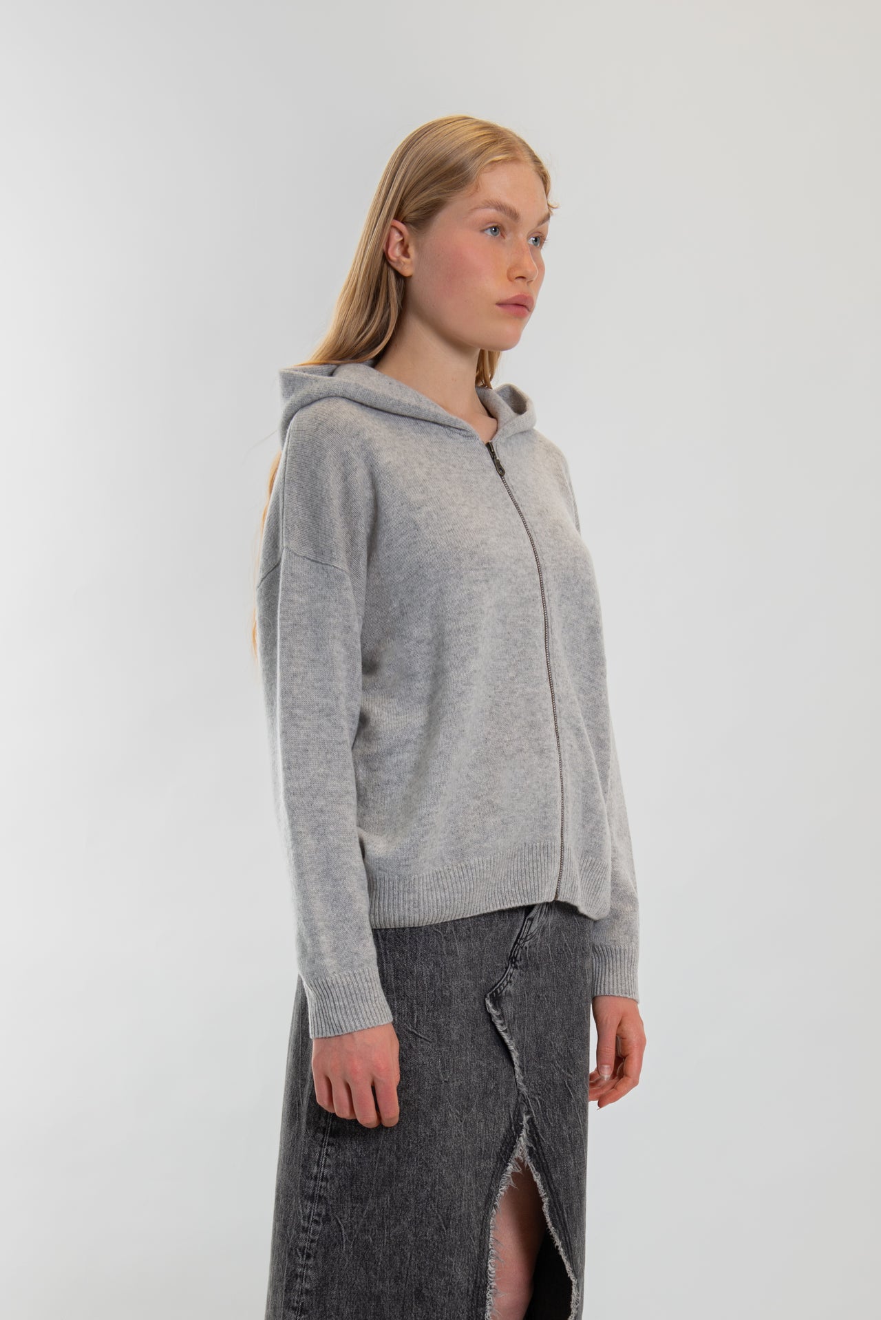 100% Cashmere zip-up hoodie