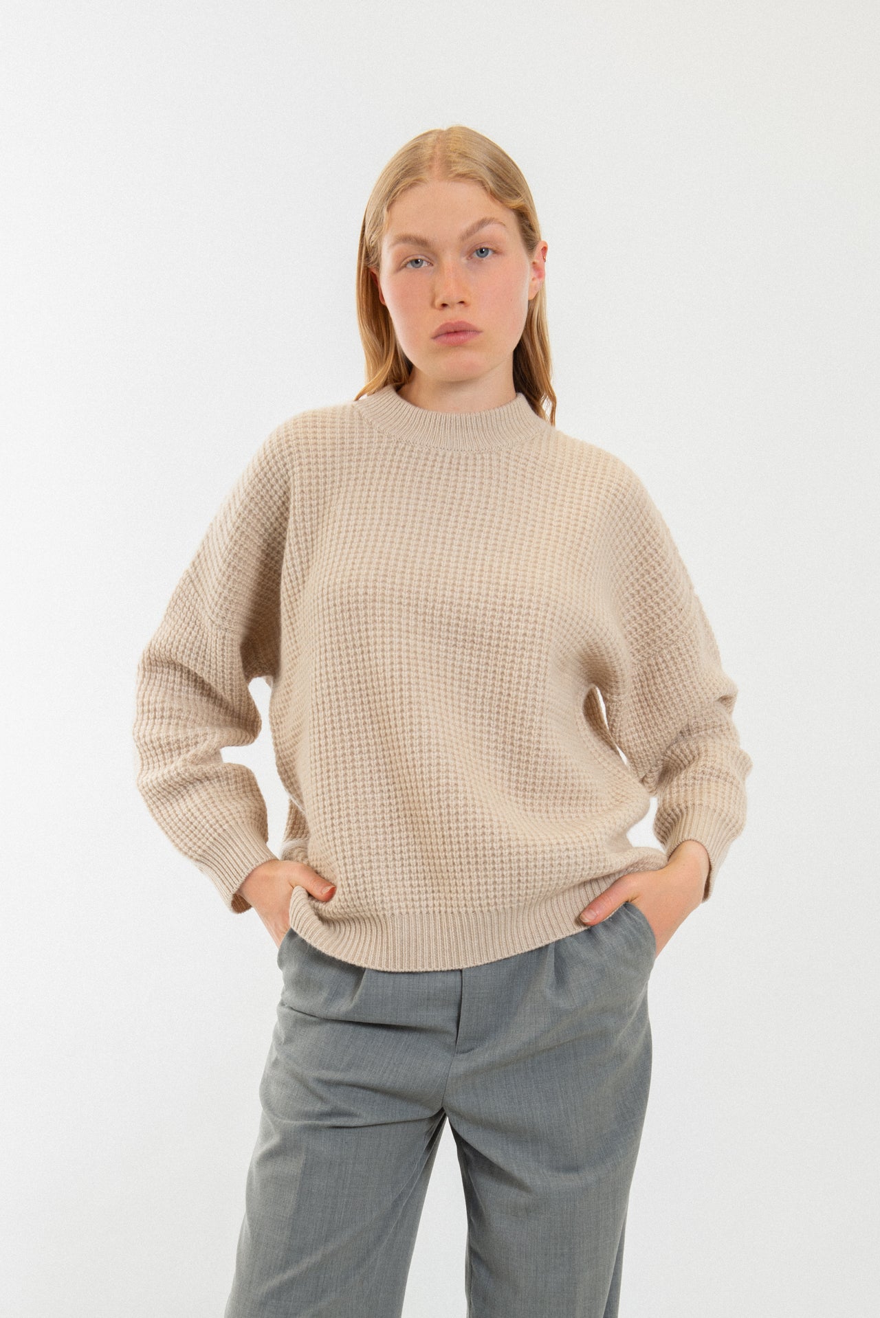 100% Cashmere waffle-knit sweater