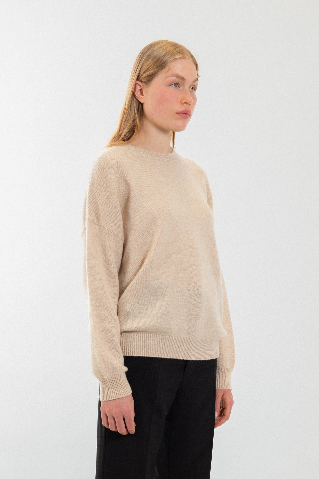 Wool and Cashmere blend oversized round-neck sweater