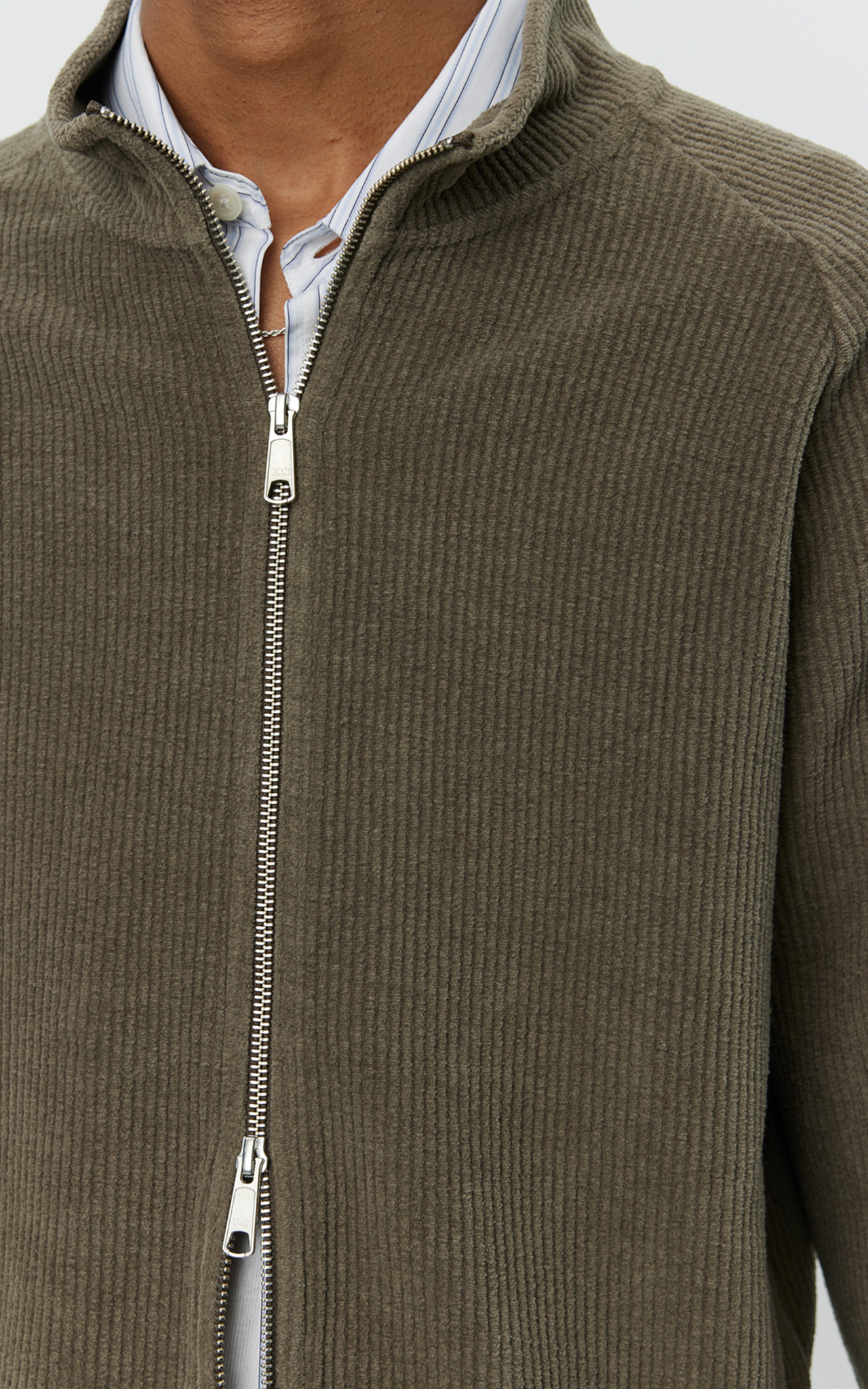 LEIURE ZIP UP FADED TAUPE JERSEY CORD