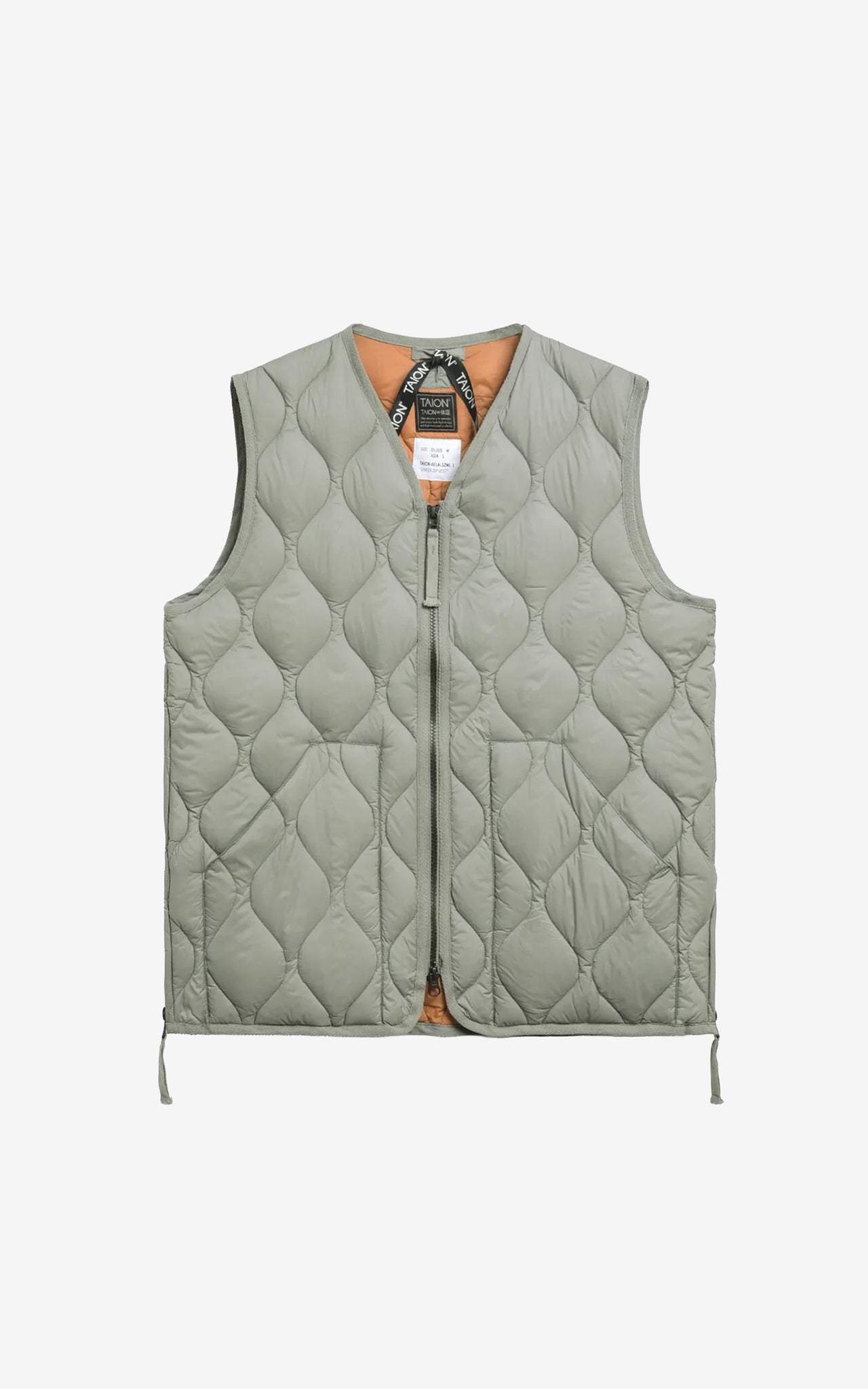 MILITARY V NECK W-ZIP DOWN VEST D. SAGE GREEN