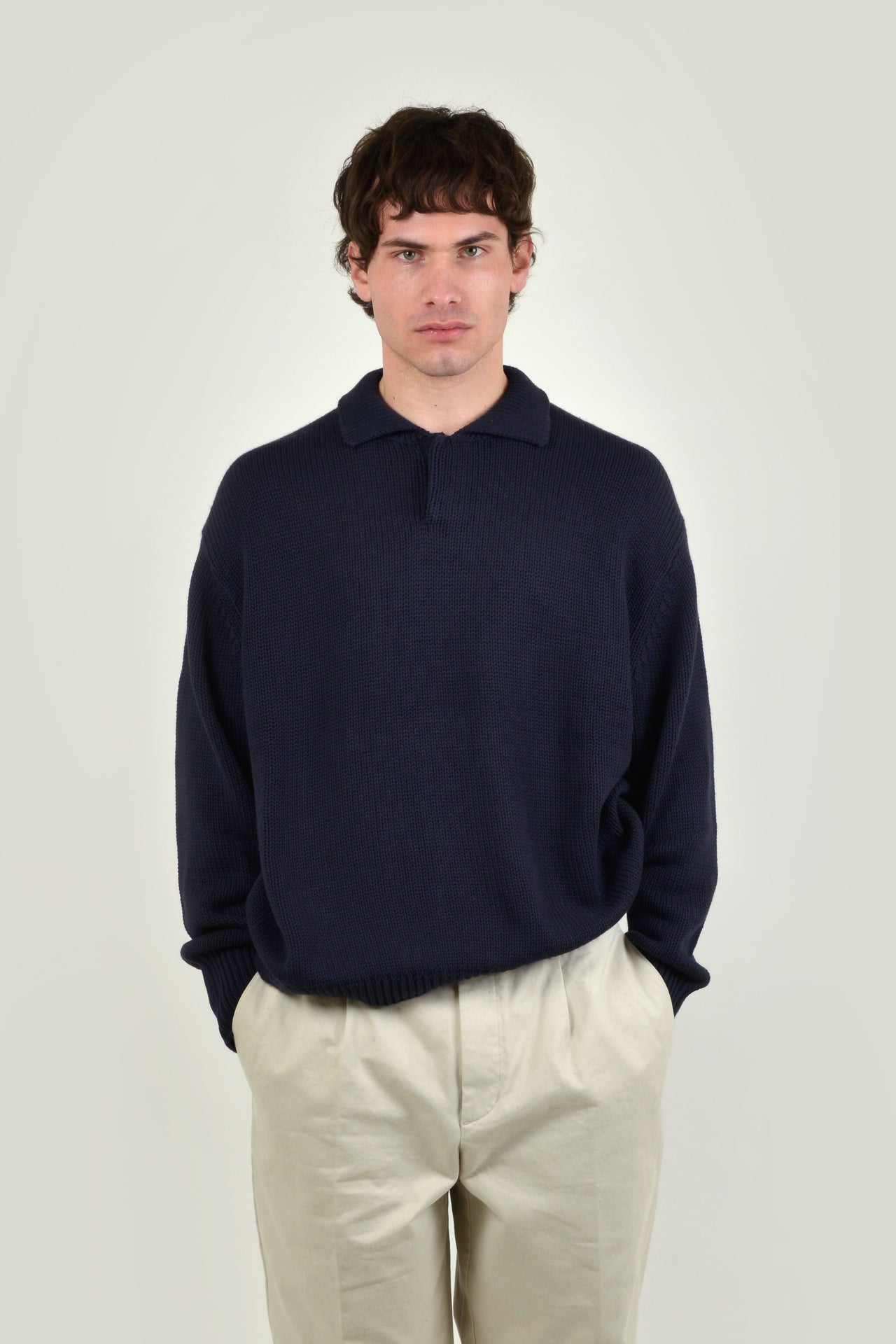 COTTON & CASHMERE HEAVY-KNIT POLO