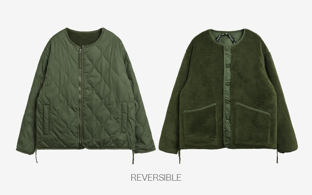 MILITARY RIVERSIBLE CREW NECK DOWN JKT OLIVE