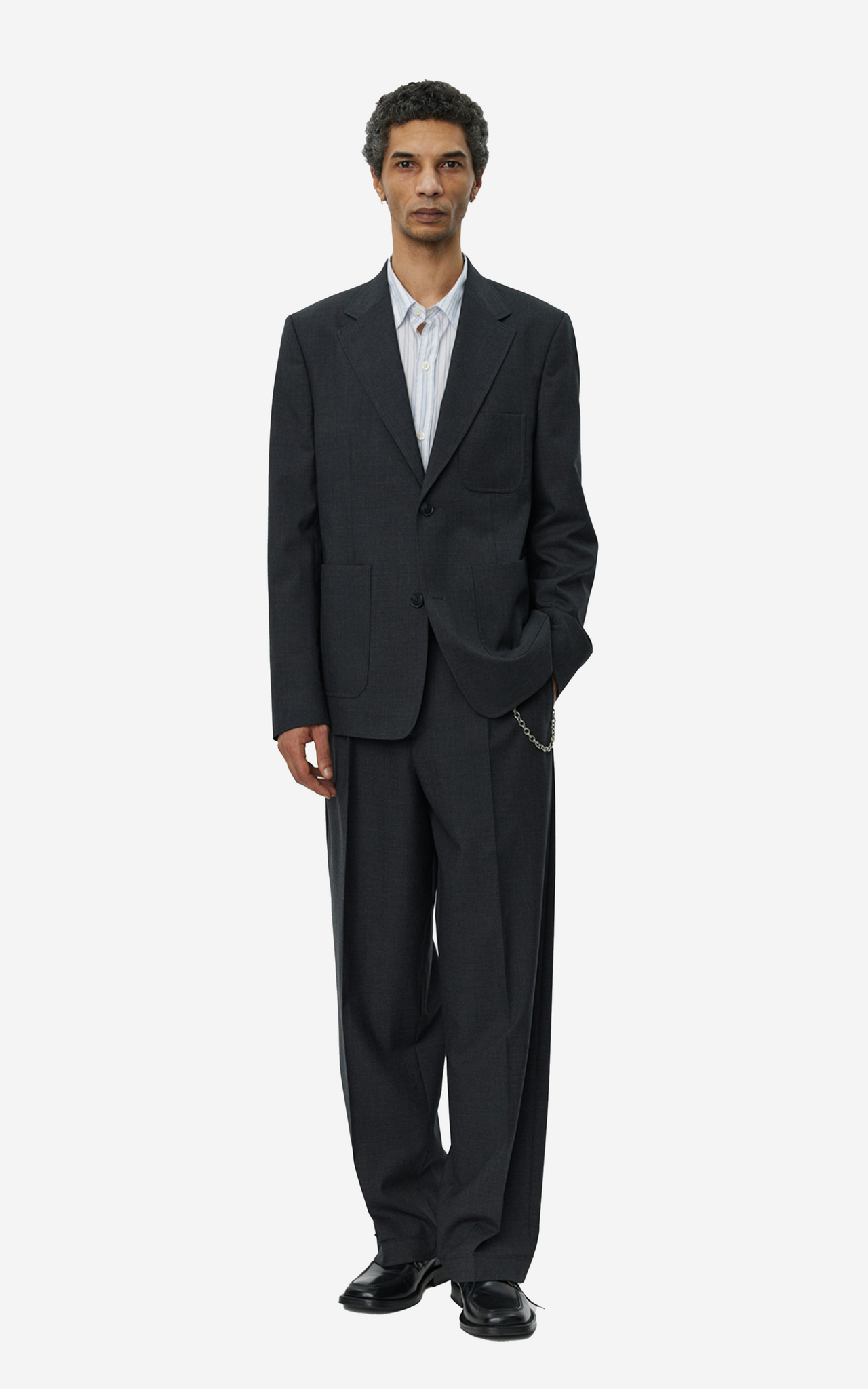 PATCH POCKET BLAZER GREY WORSTED WOOL
