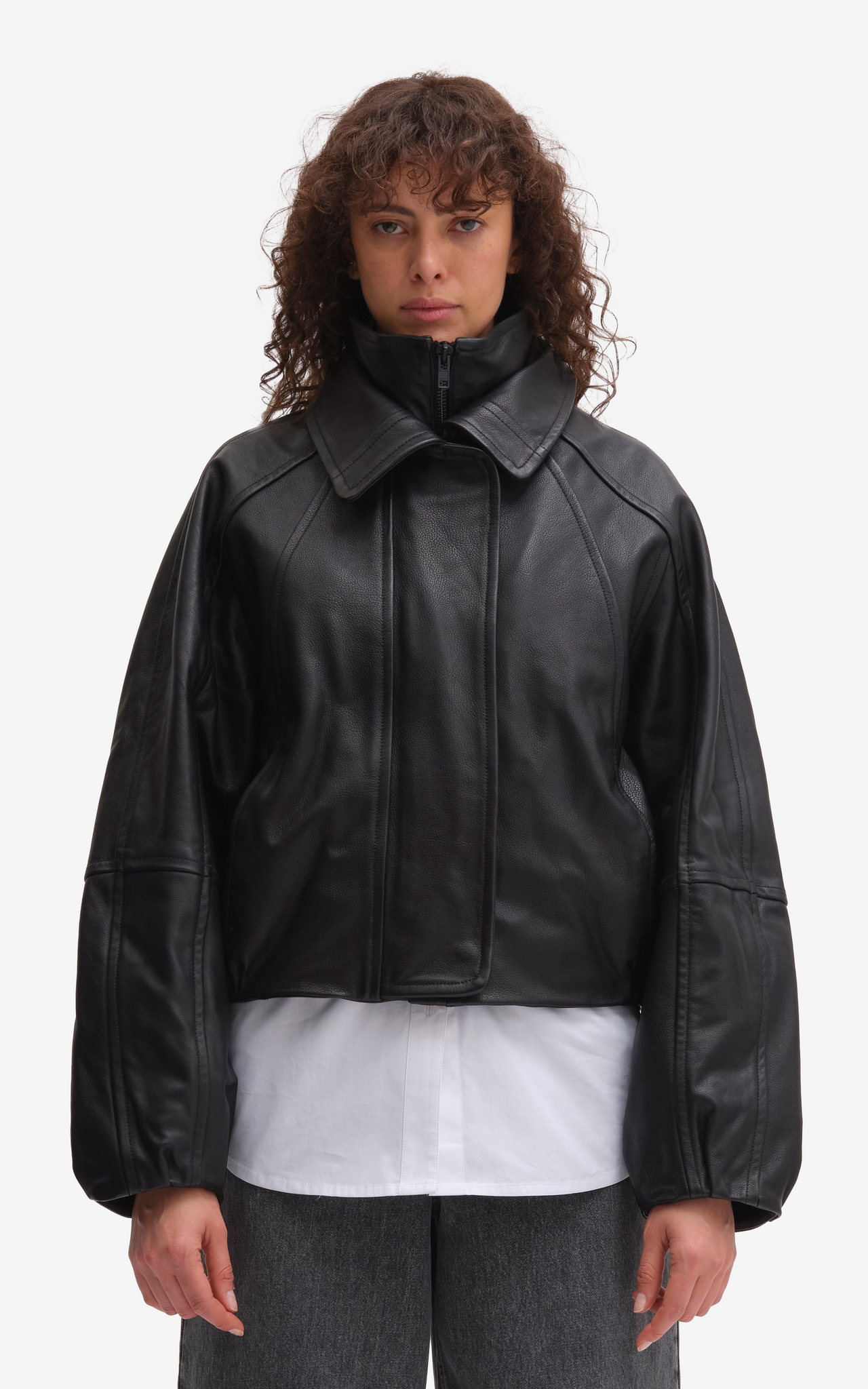LEATHER BOMBER JACKET BLACK
