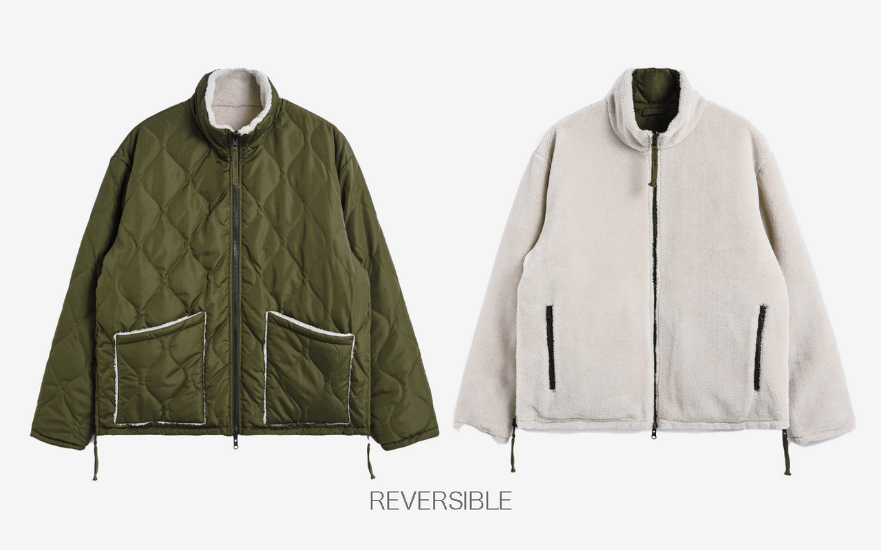 MILITARY RIVERSIBLE HI NECK DOWN JKT D.OLIVExCREAM