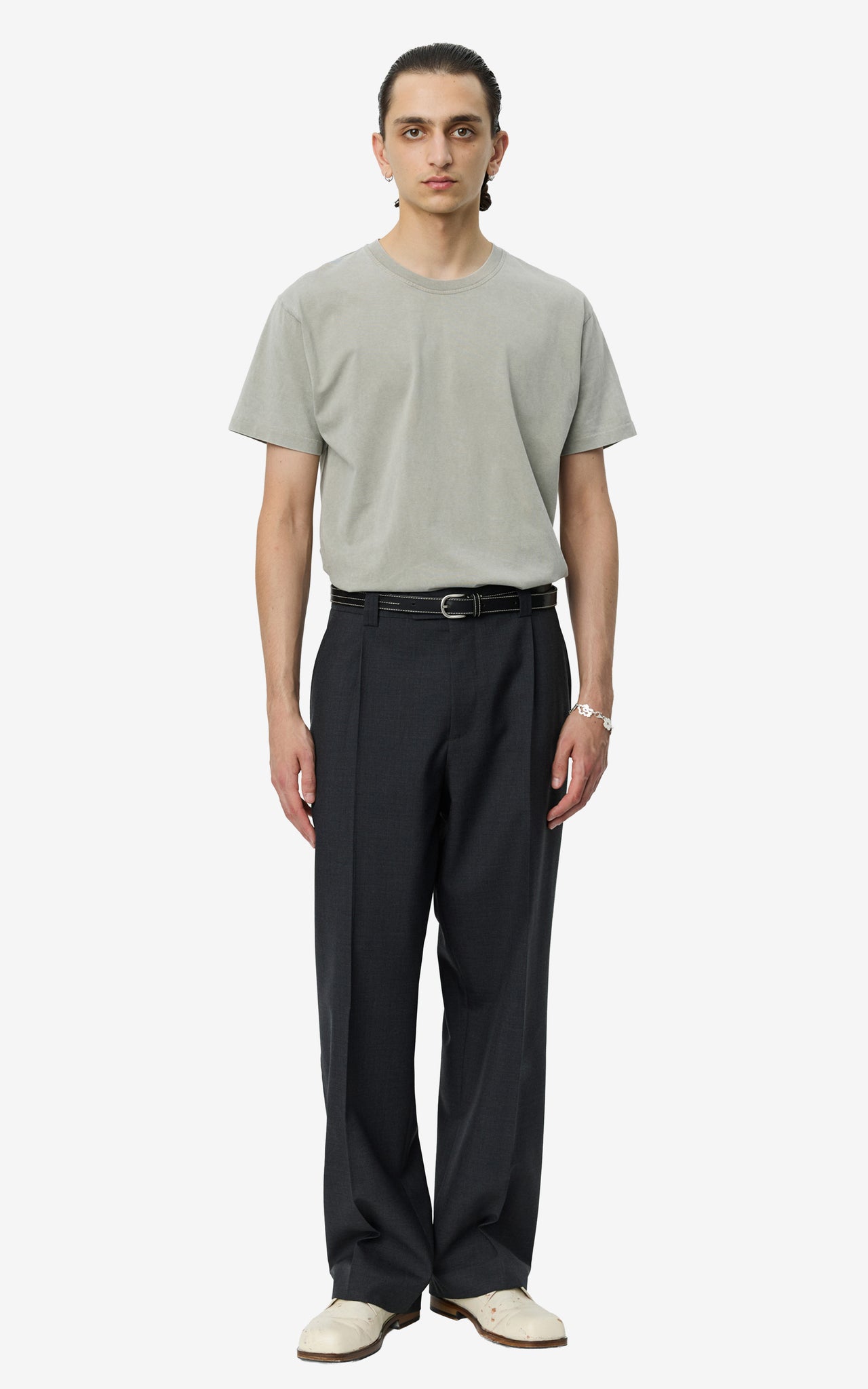 SERVICE TROUSERS DARK GREY TROPICAL WOOL
