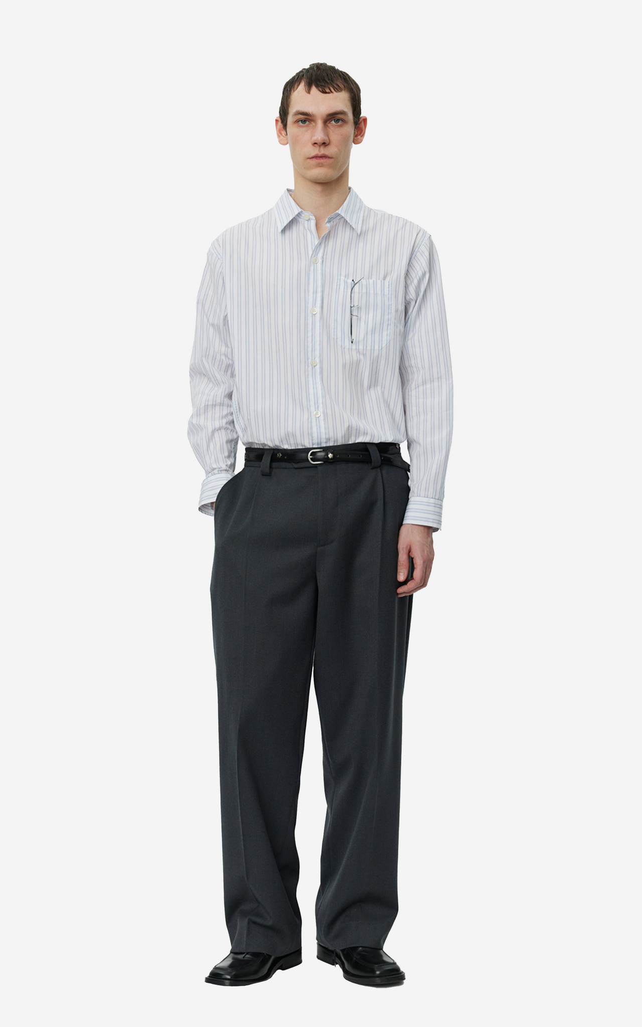 SERVICE TROUSERS GREY TWILL WOOL