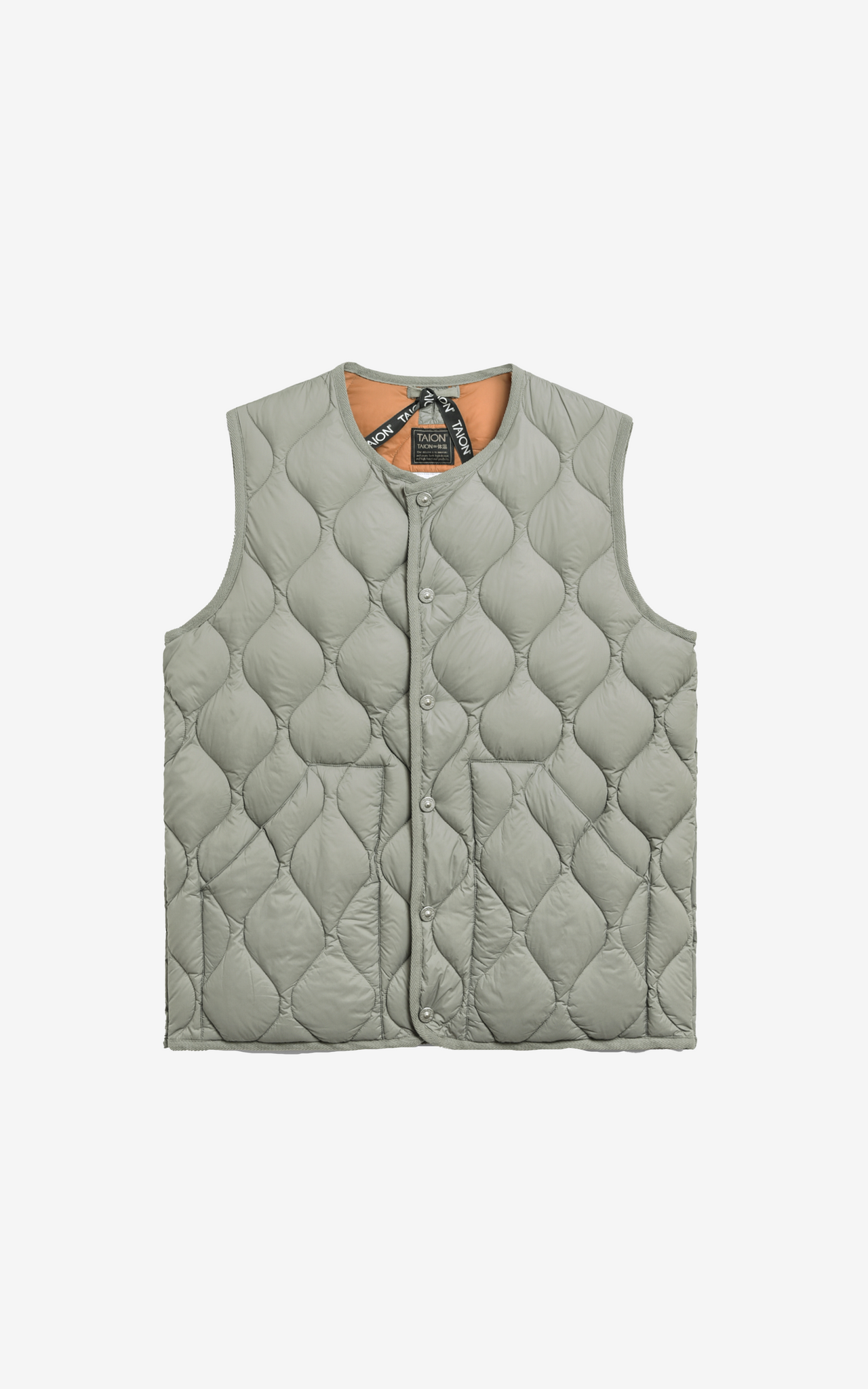 MILITARY CREW NECK DOWN VEST D. SAGE GREEN