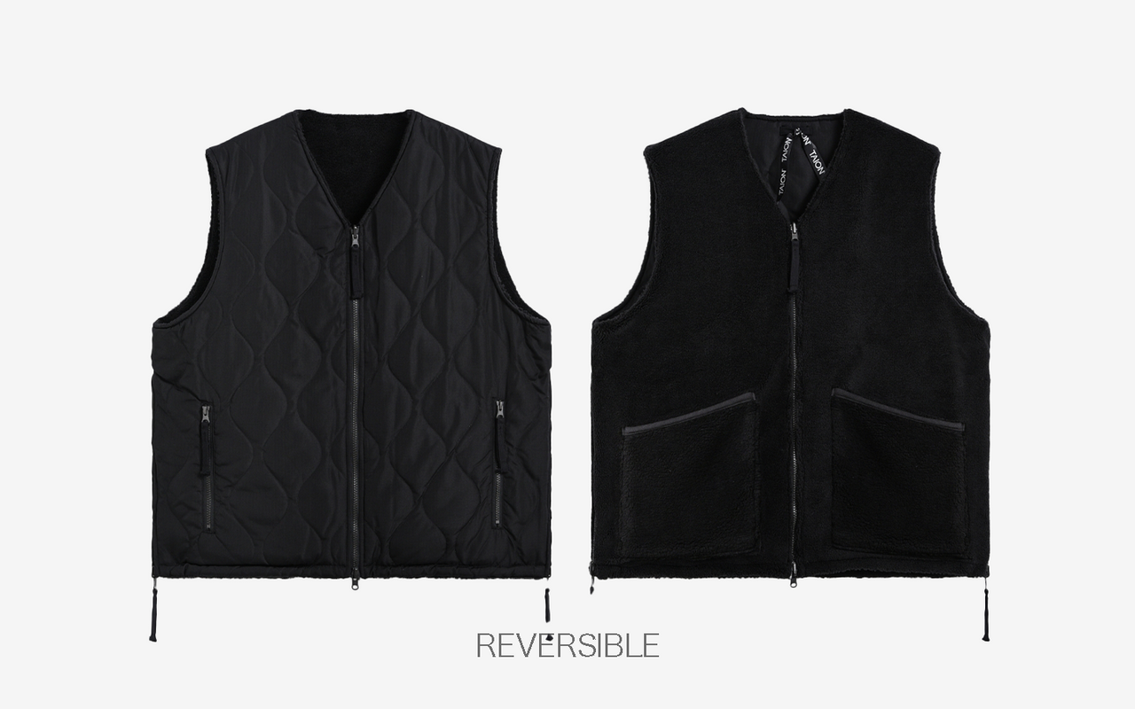 MILITARY RIVERSIBLE DOWN+BOA V NECK VEST BLACK