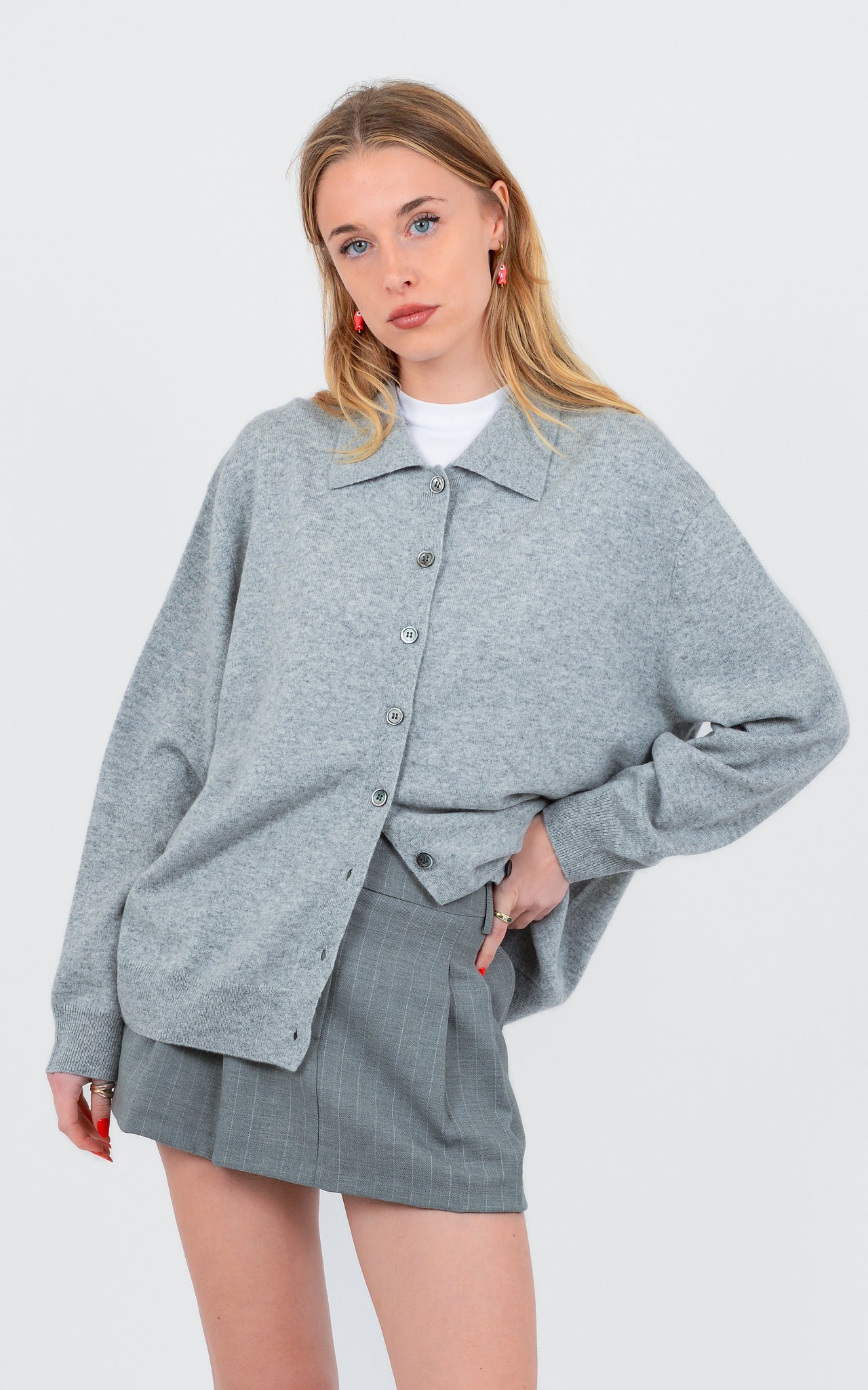 POLO CARDIGAN 100% FINE CASHMERE