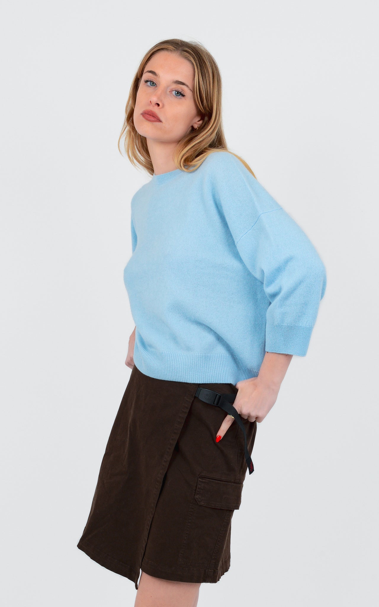 3/4 SLEEVE SWEATER 100% FINE CASHMERE