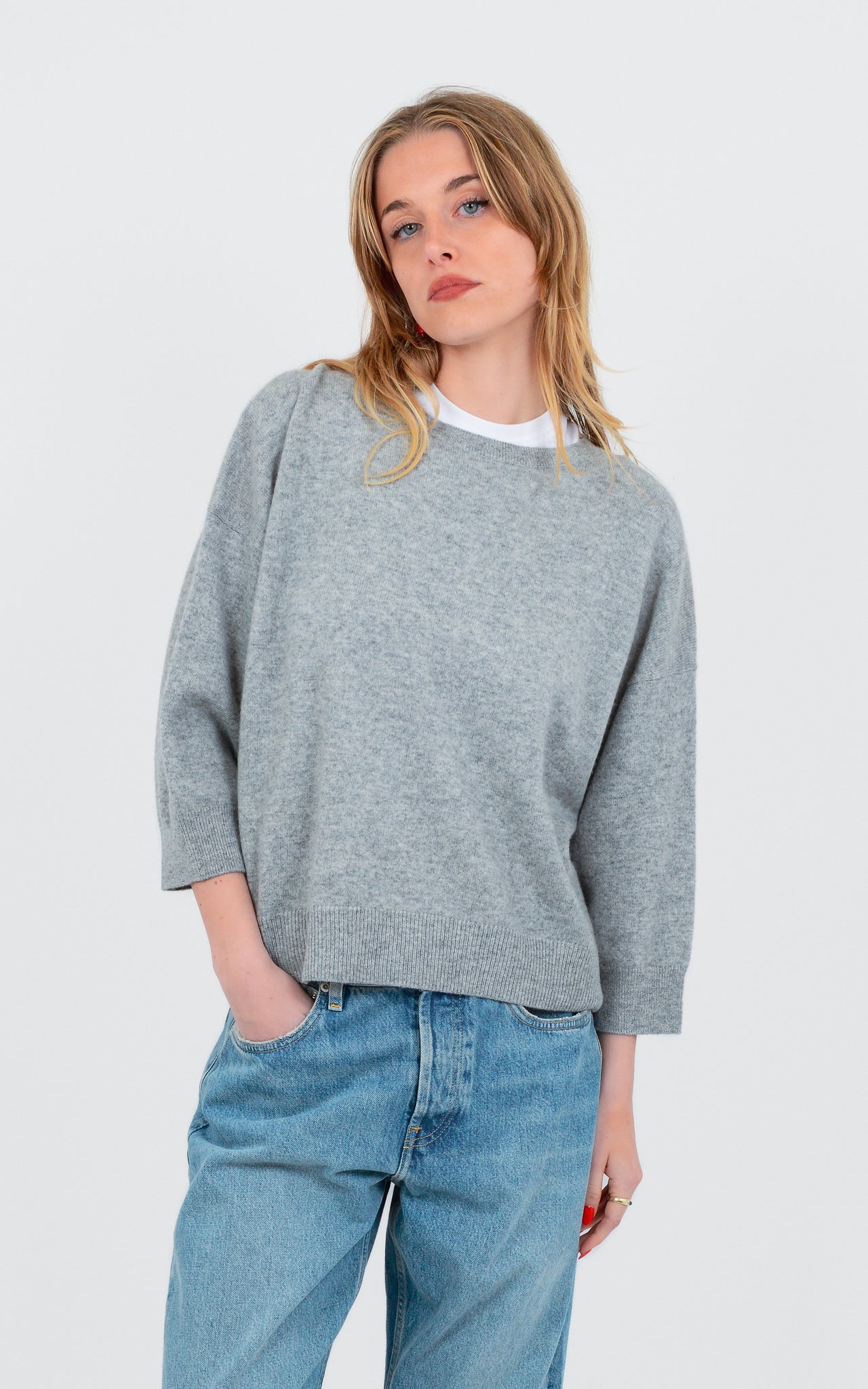3/4 SLEEVE SWEATER 100% FINE CASHMERE