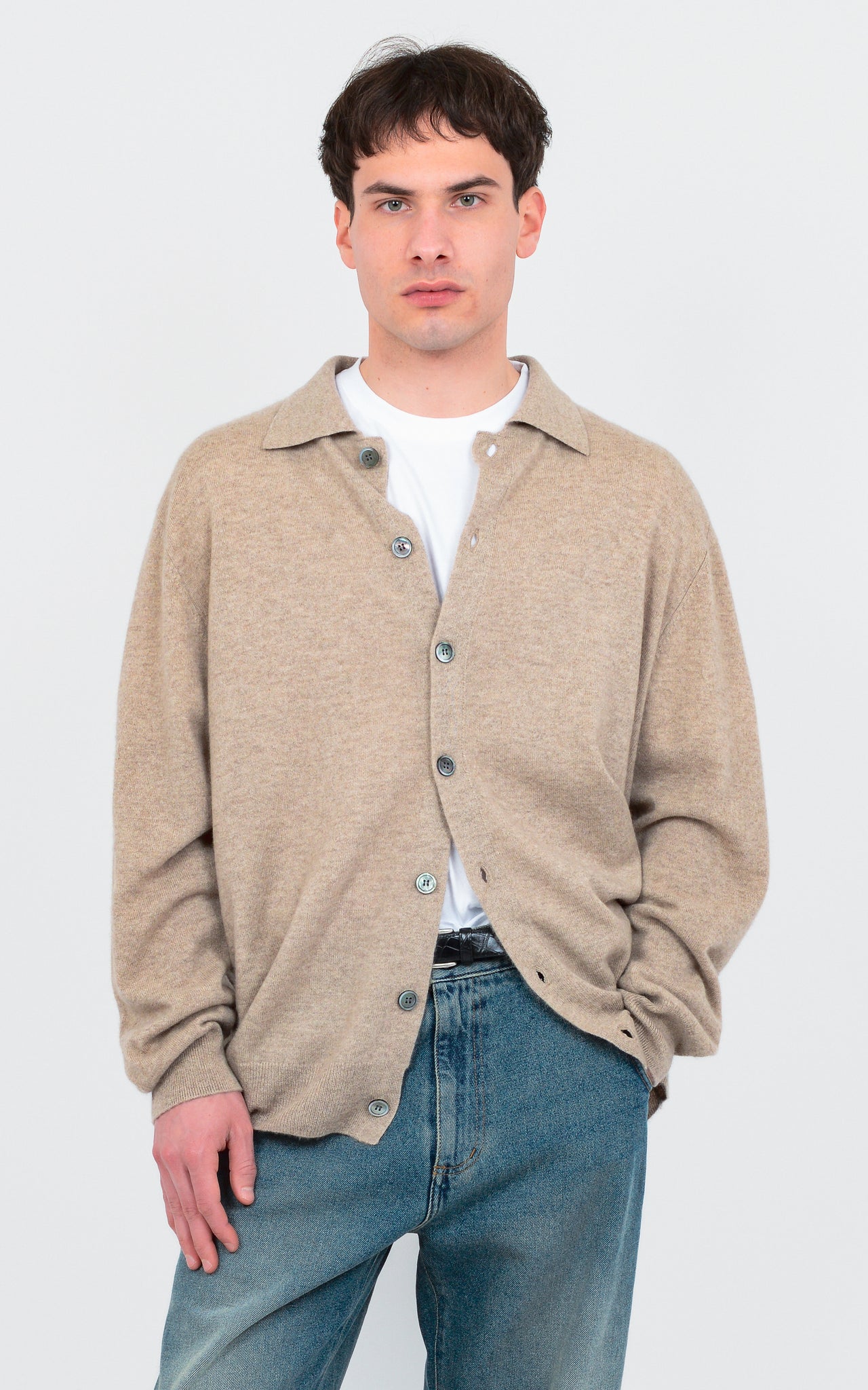 POLO CARDIGAN 100% FINE CASHMERE