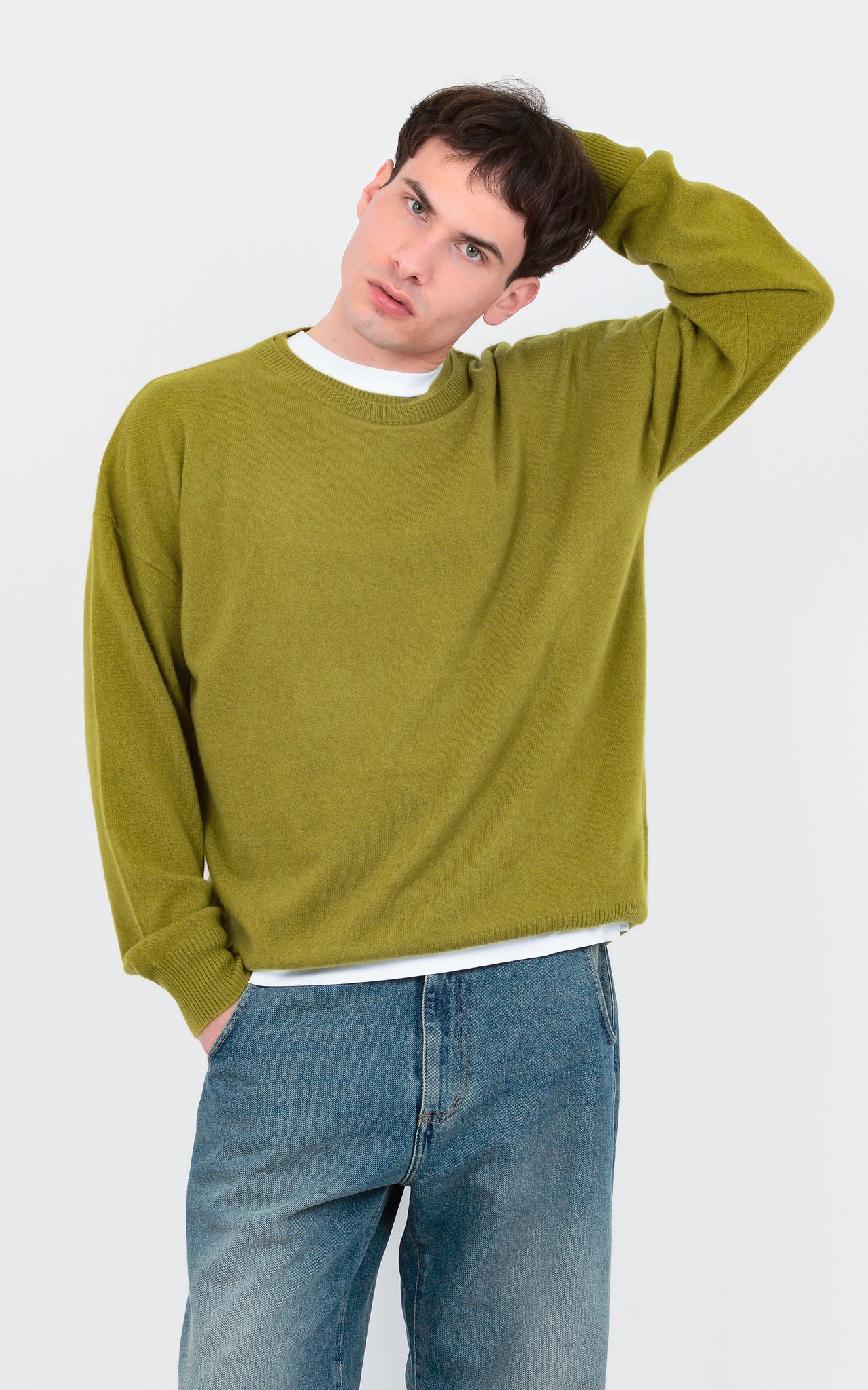 DOUBLE COLLAR CREW-NECK 100% FINE CASHMERE