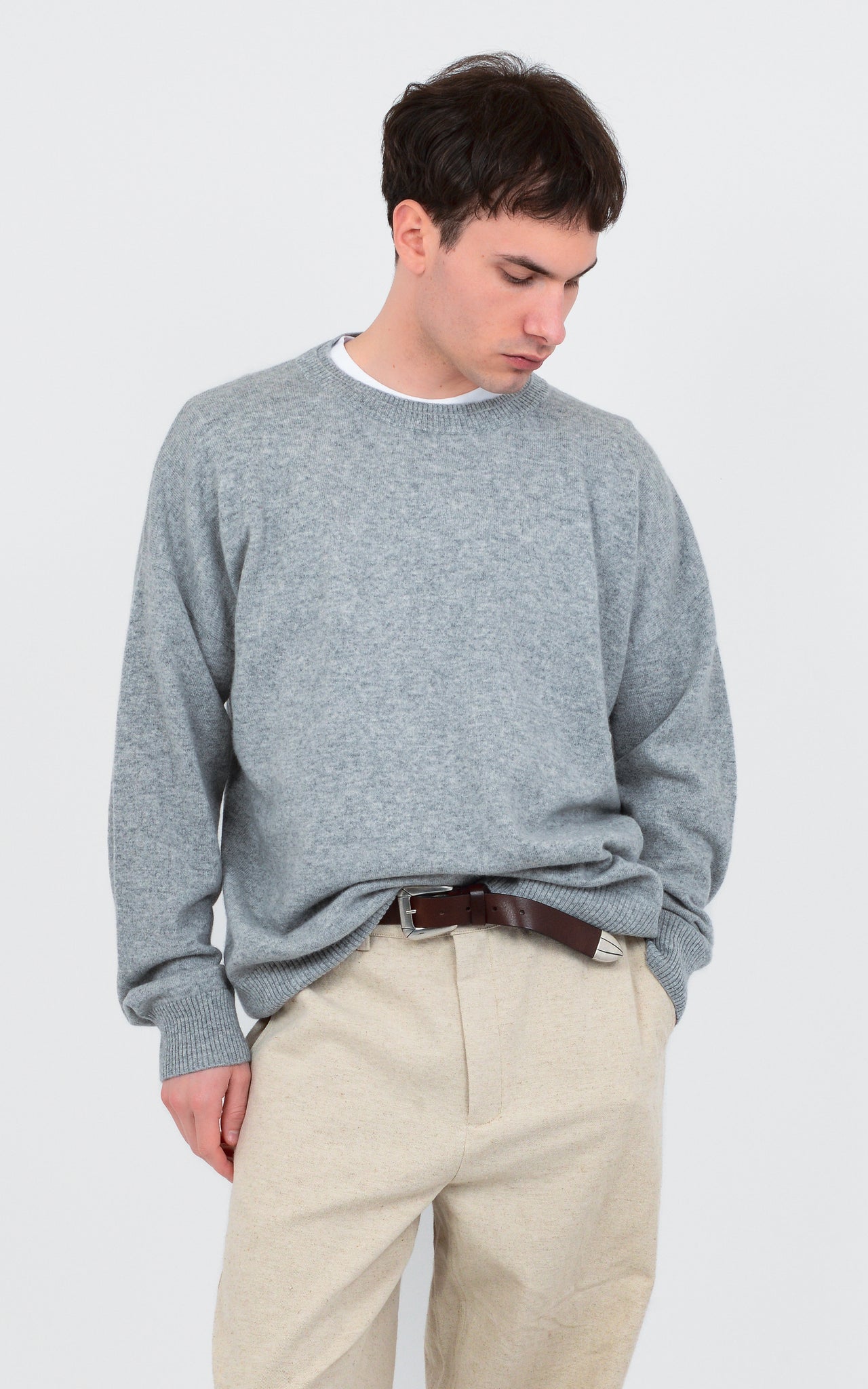 DOUBLE COLLAR CREW-NECK 100% FINE CASHMERE