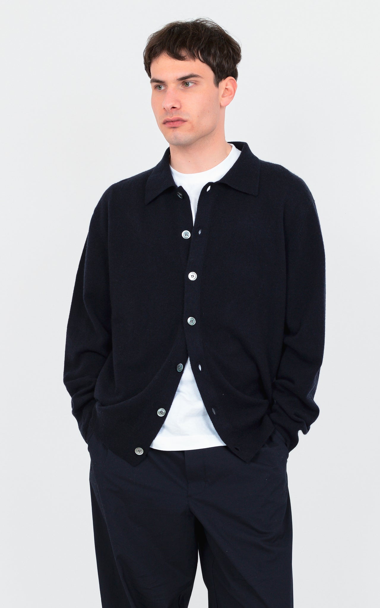 POLO CARDIGAN 100% FINE CASHMERE