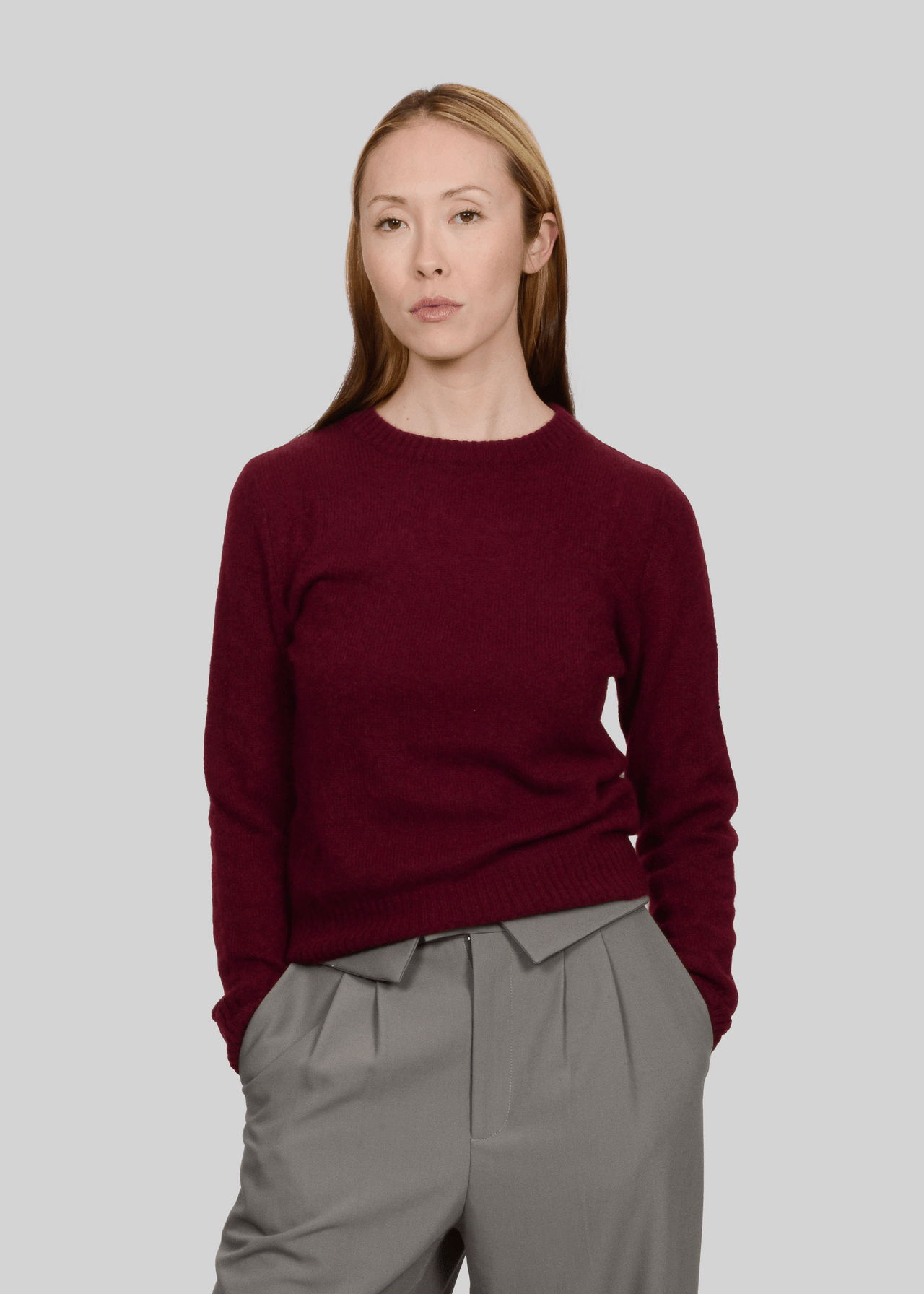 CASHMERE & SILK FITTED CREW-NECK